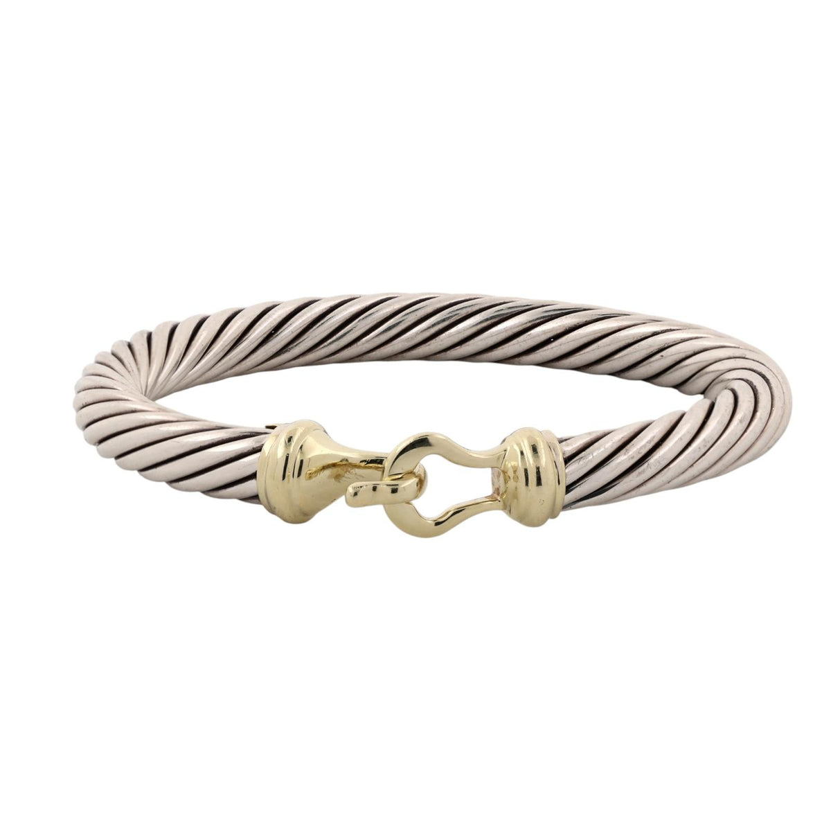 David Yurman 14K Gold Sterling Silver Cable Bracelet 7mm 6.25" DY