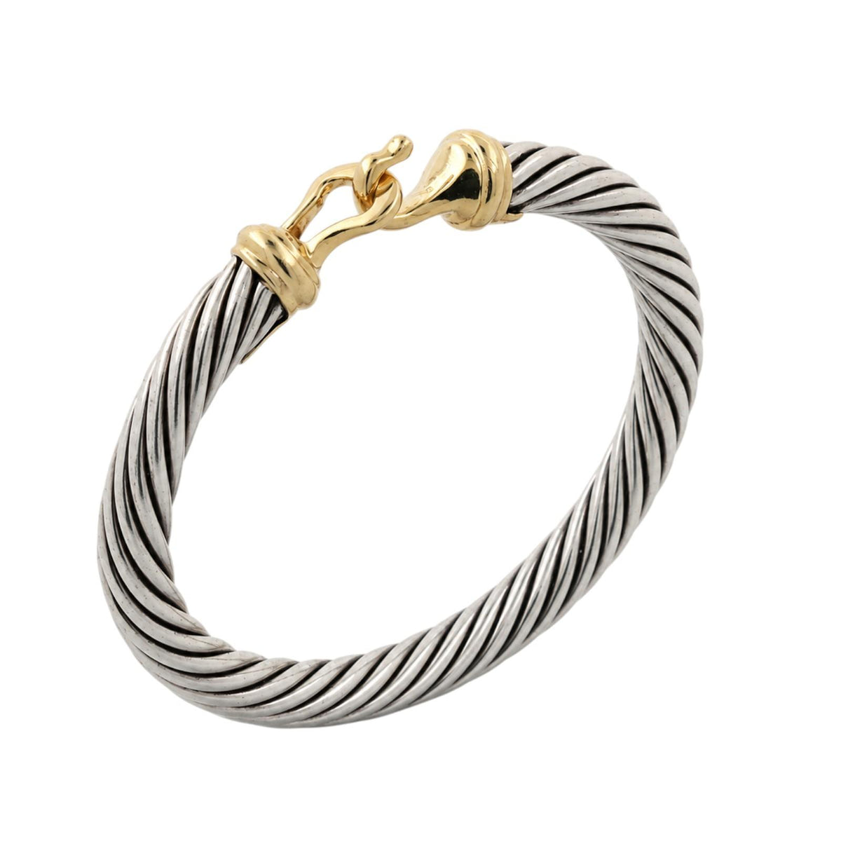 David Yurman 14K Gold Sterling Silver Cable Bracelet 7mm 6.25" DY