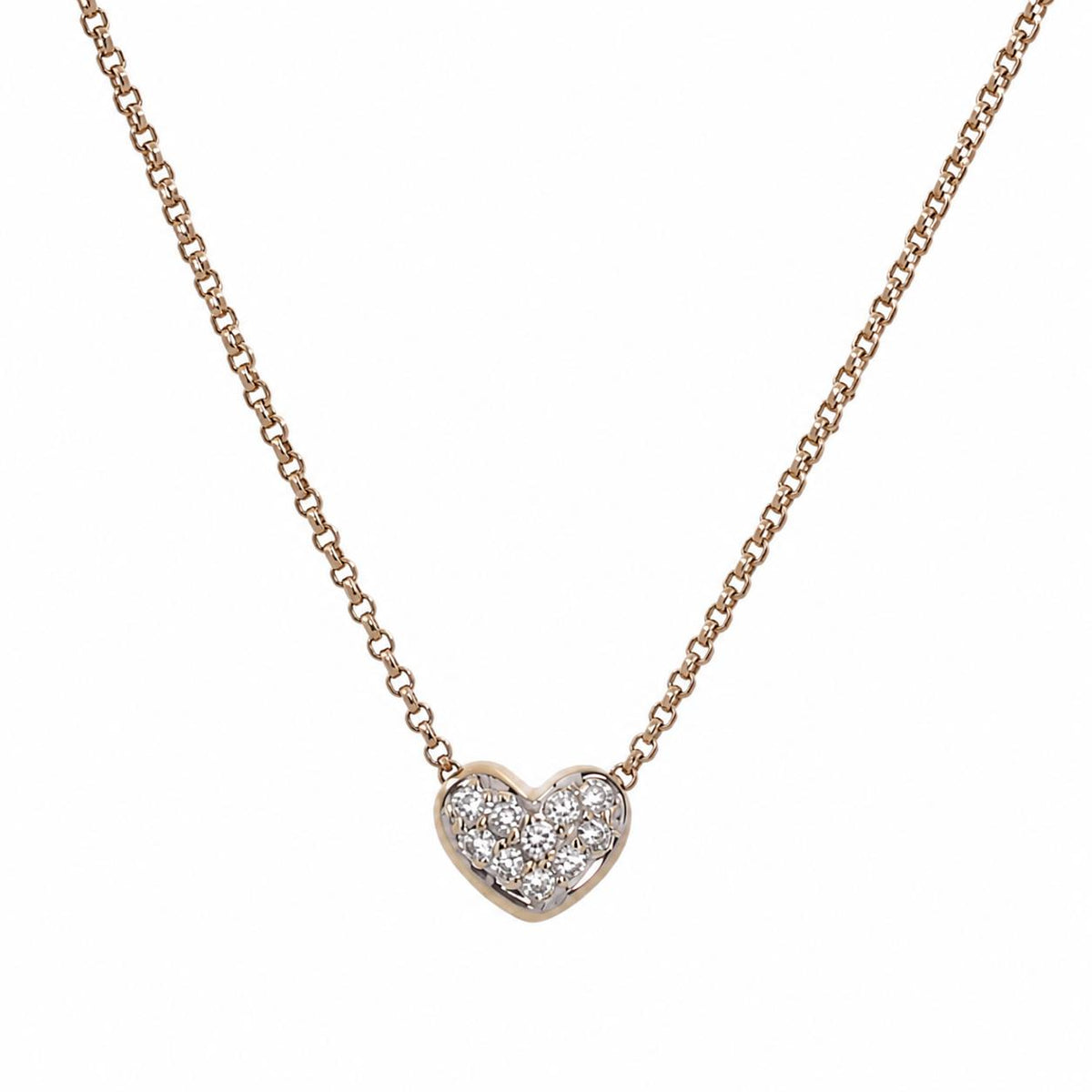 Cluster Diamond Heart Pendant Necklace 14K Yellow Gold 0.22 CTW 17.25" Estate