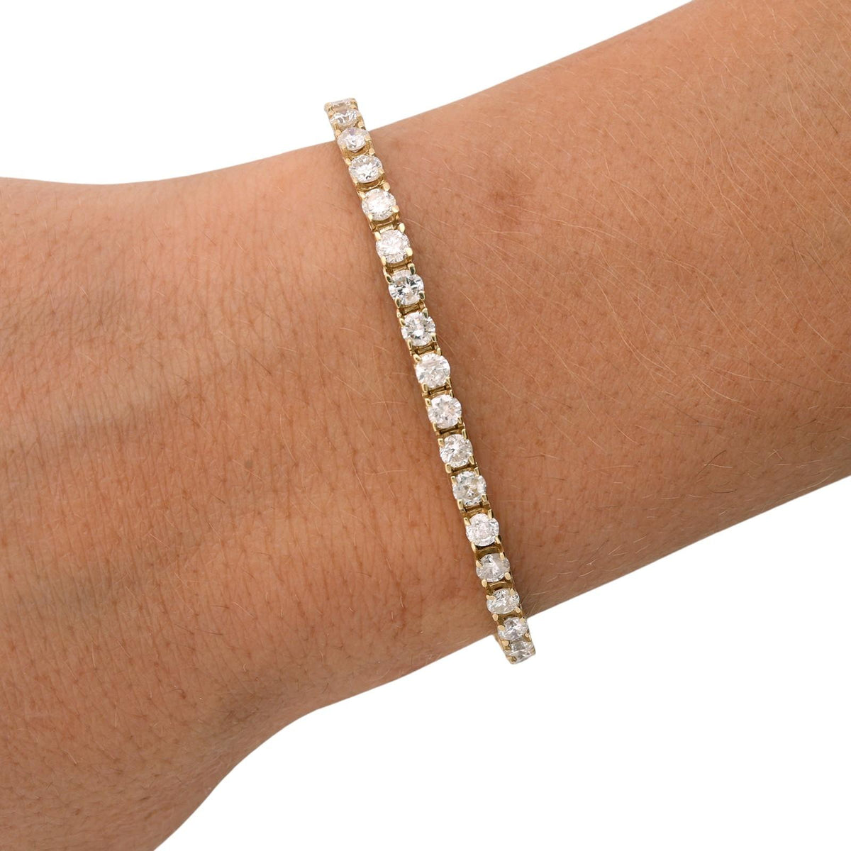 Natural Diamond Tennis Bracelet 14K Yellow Gold 5.00 CTW Round 7.25"