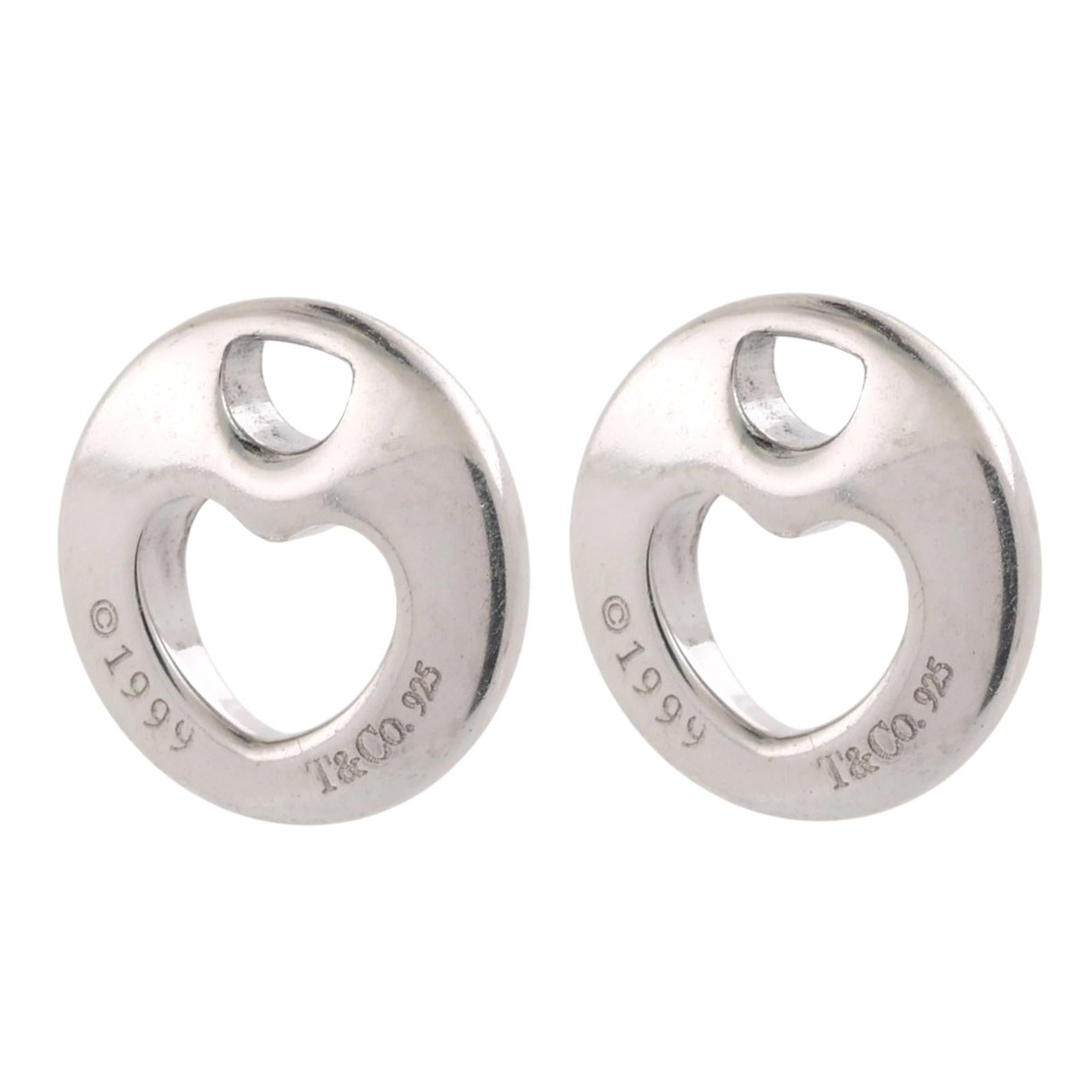 Tiffany & Co. Stencil Heart Dangle Earring Attachments Sterling Silver Ladies