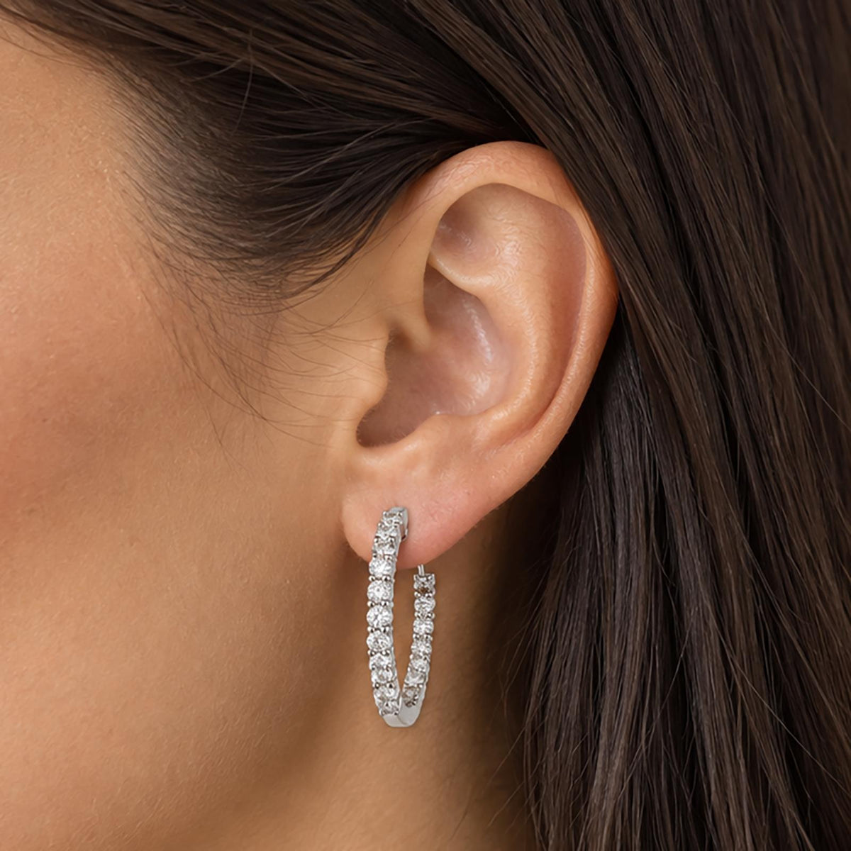 Natural Diamond Inside-Out Hoop Earrings 14K White Gold 2.00 CTW G-H VS-SI