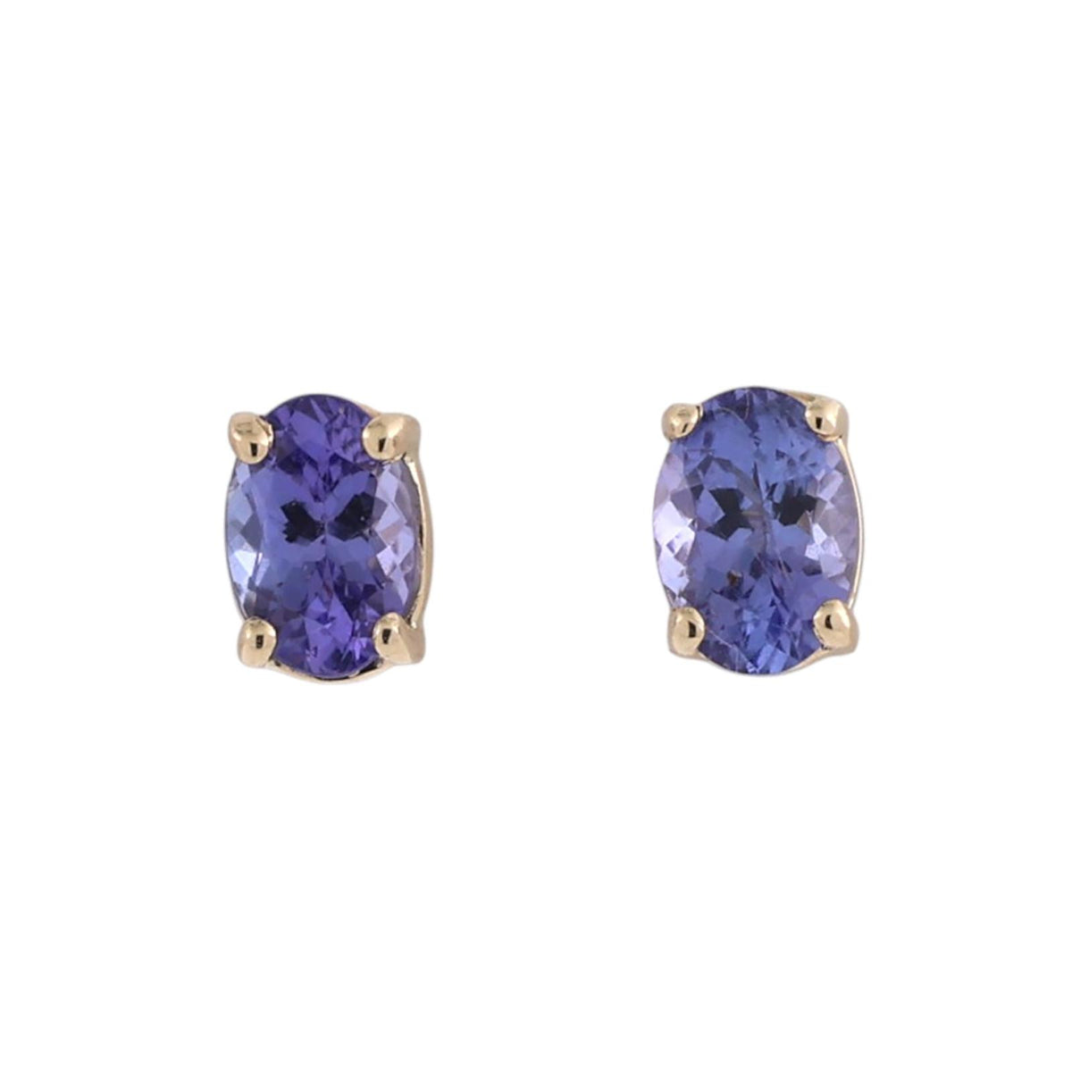 Natural Tanzanite Stud Earrings 14K Yellow Gold 1.50 CTW Oval Screw Backs