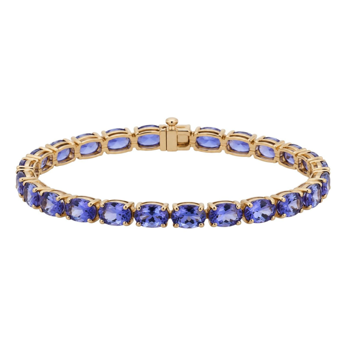 Natural Tanzanite Tennis Bracelet 14K Yellow Gold 23.09 CTW Oval 7"