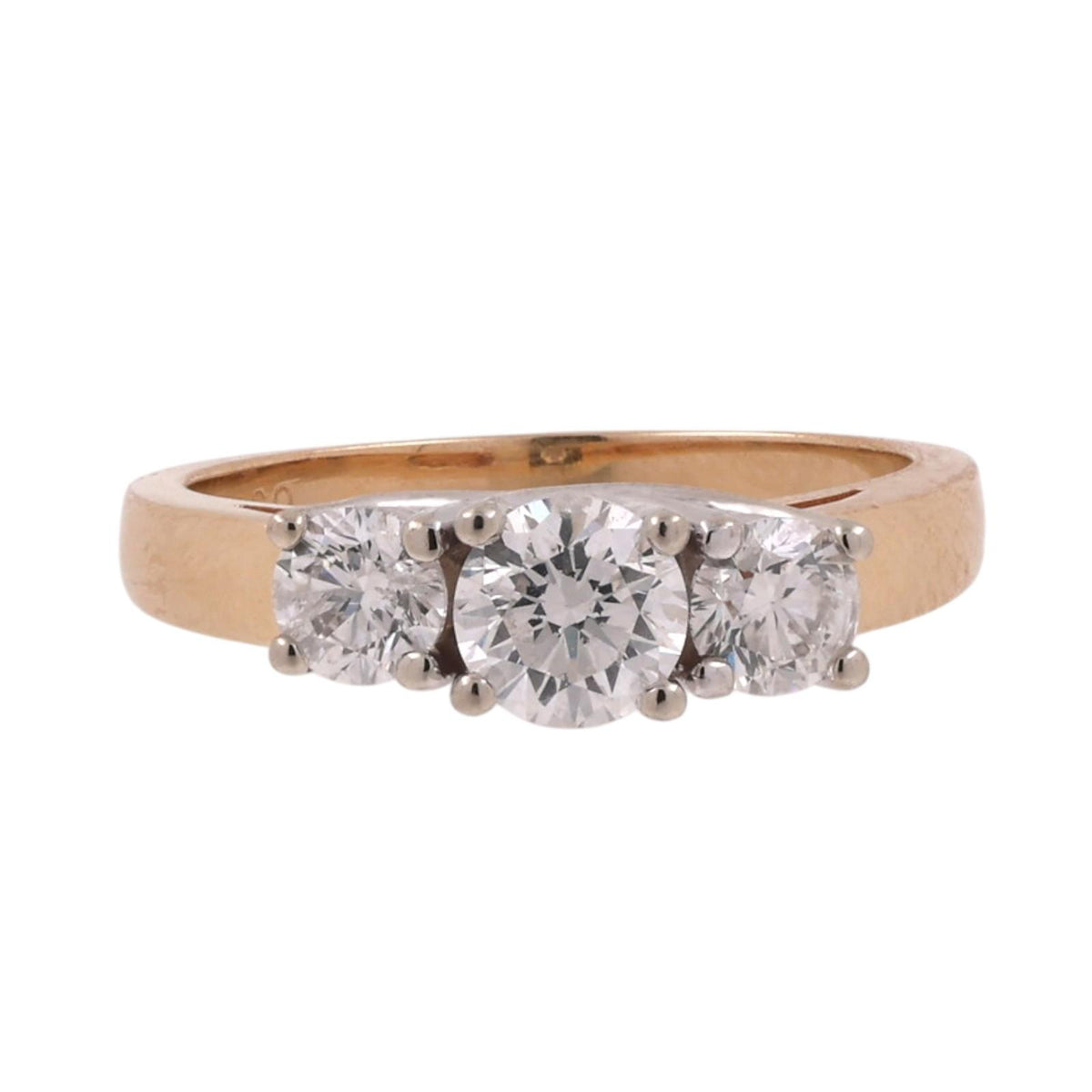 Natural Diamond 3-Stone Engagement Ring 14K Two-Tone Gold 1.10 CTW Size 6.75