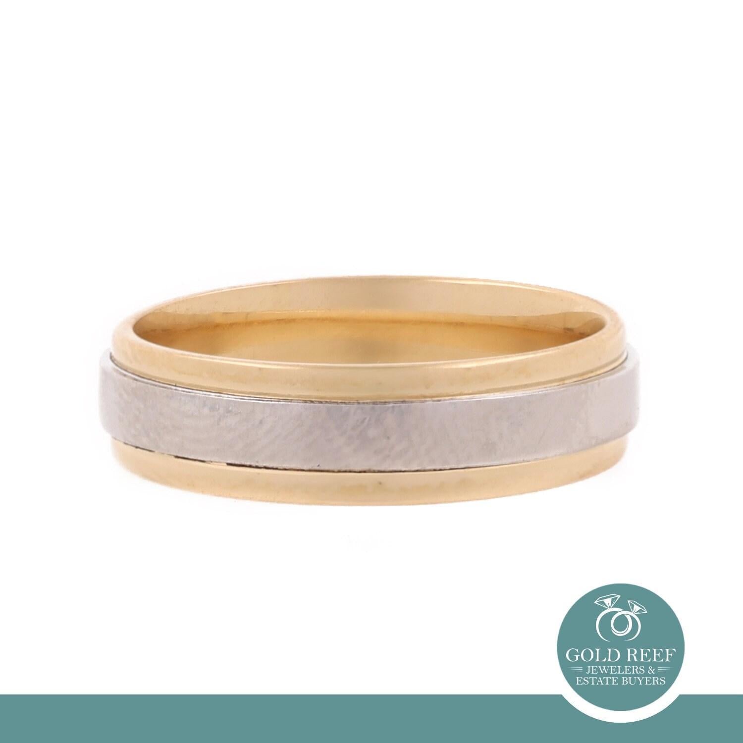 18K Gold Wedding Anniversary Band Ring Platinum Overlay Size 9