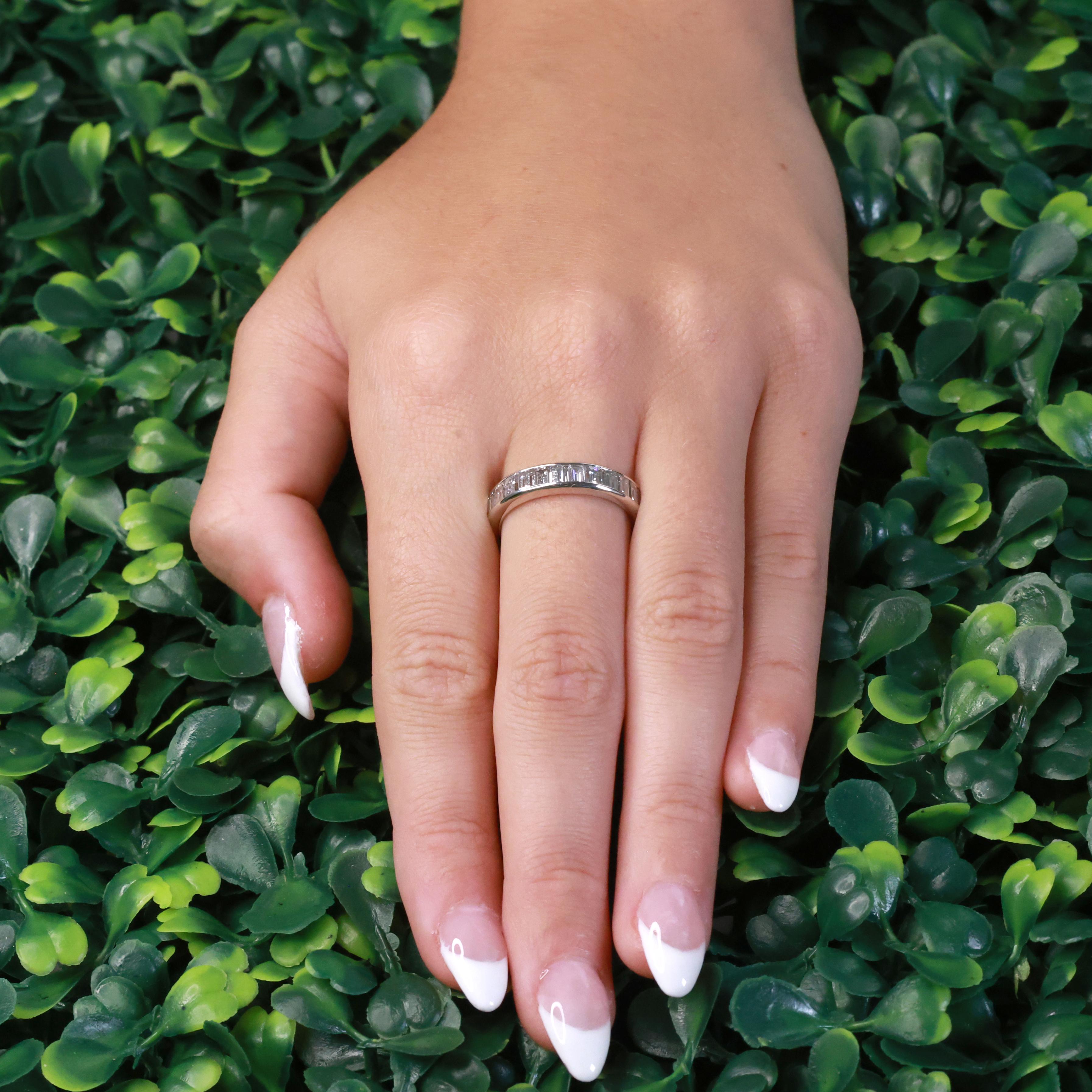 1.50CTW Baguette Diamond Eternity Band Platinum Wedding Anniversary Ring Size 6