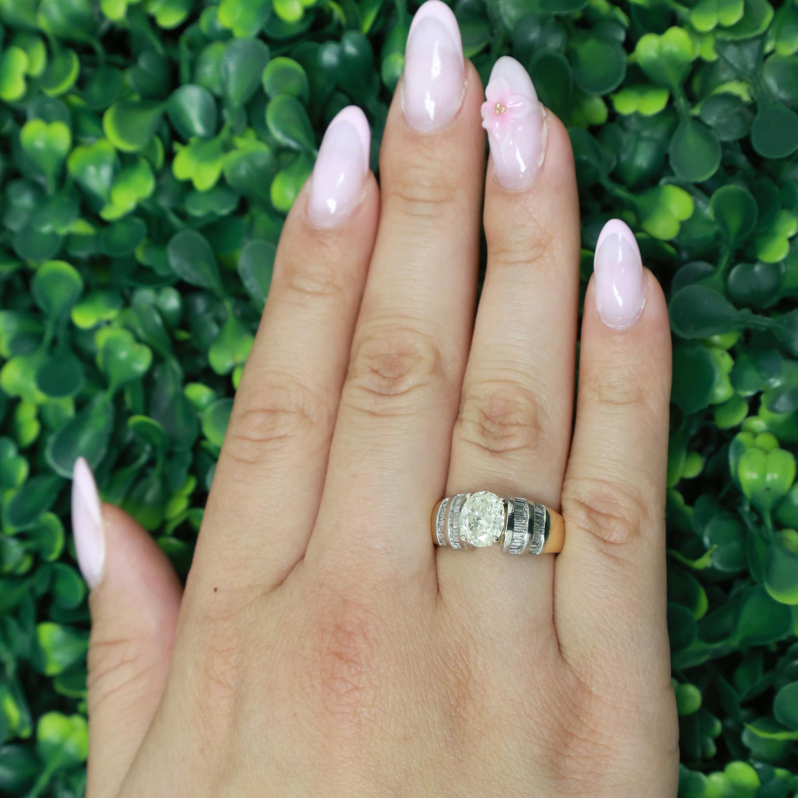 2.13 TW GIA Oval Solitaire Accent Diamond Engagement Ring Gold Platinum SZ 7.25