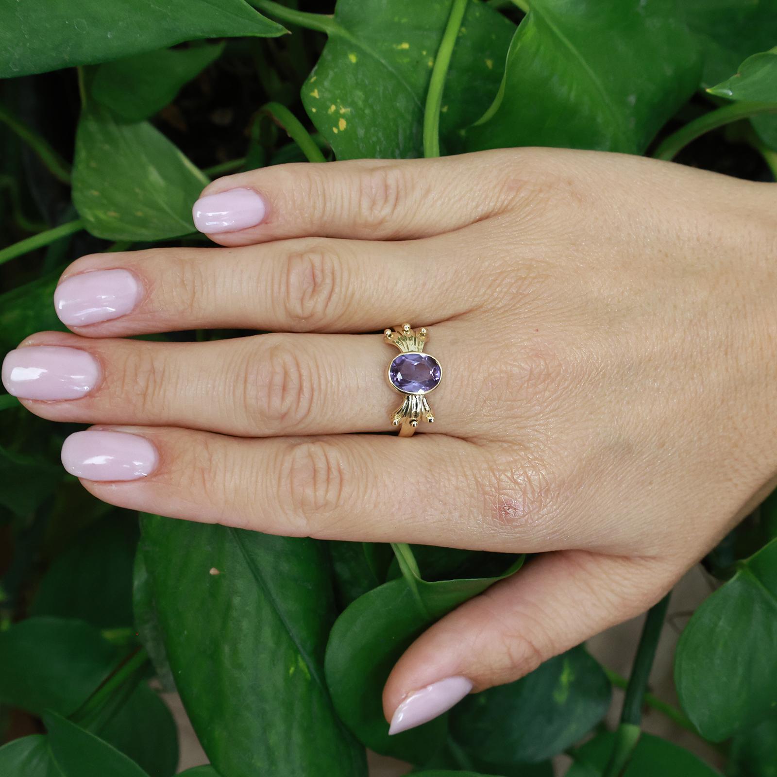 Color Change Lab Created Alexandrite Ring Yellow Gold 2.50CT Size 8.25 Estate