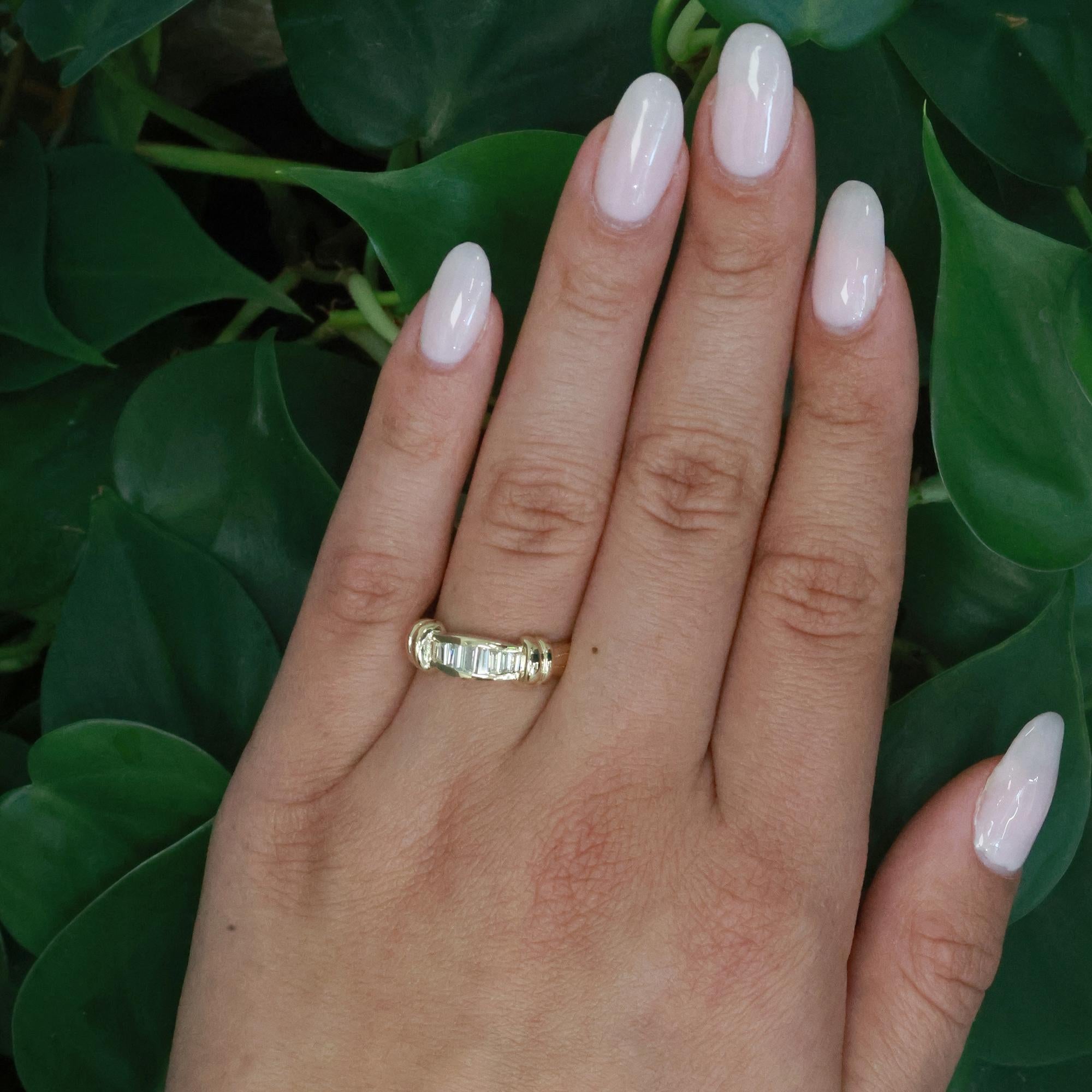 Baguette Diamond Band Ring 14K Yellow Gold 0.30 TW Size 7.75 Estate