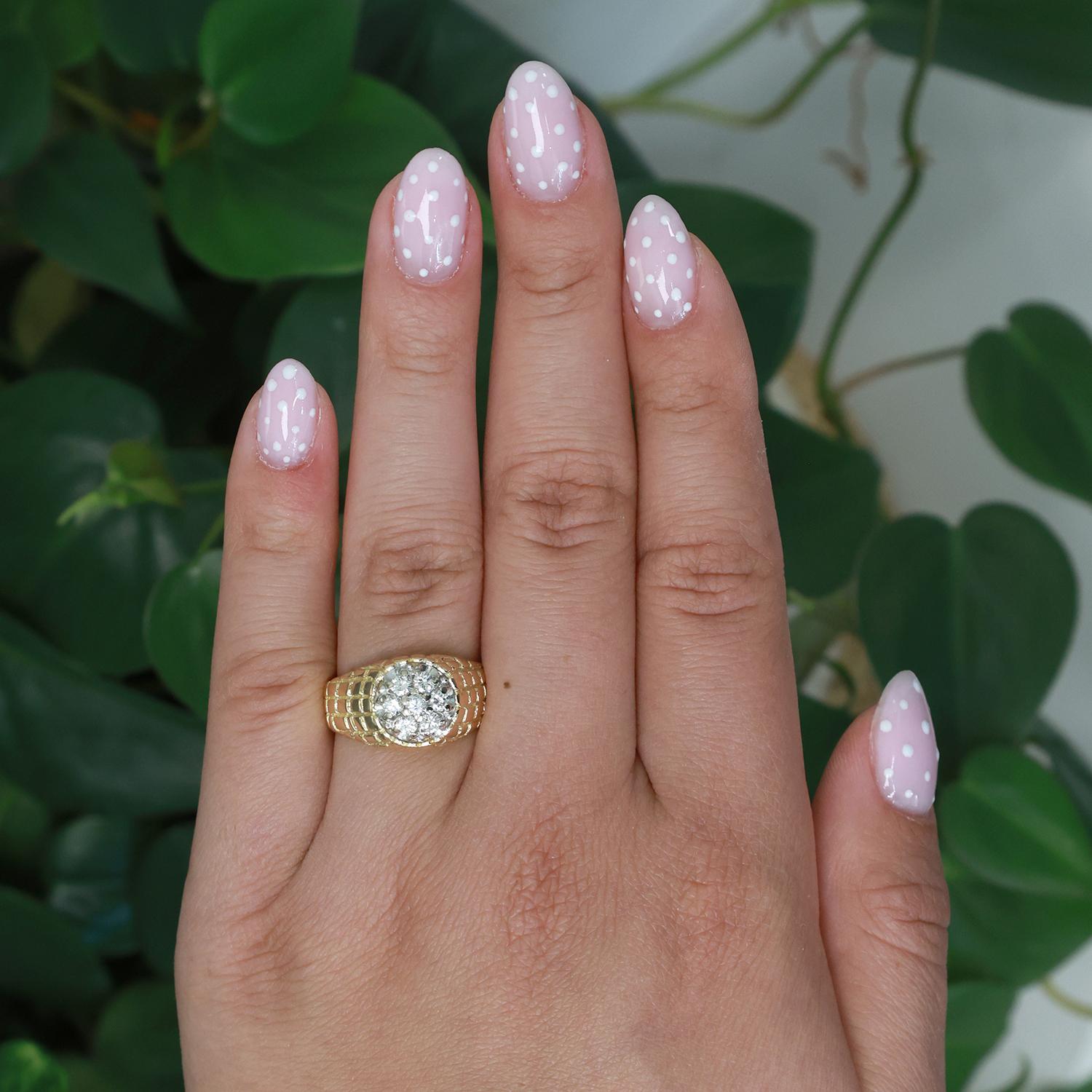 Vintage Retro 18K Gold Diamond Cluster Ring 0.55 TW Size 7 Unisex Estate