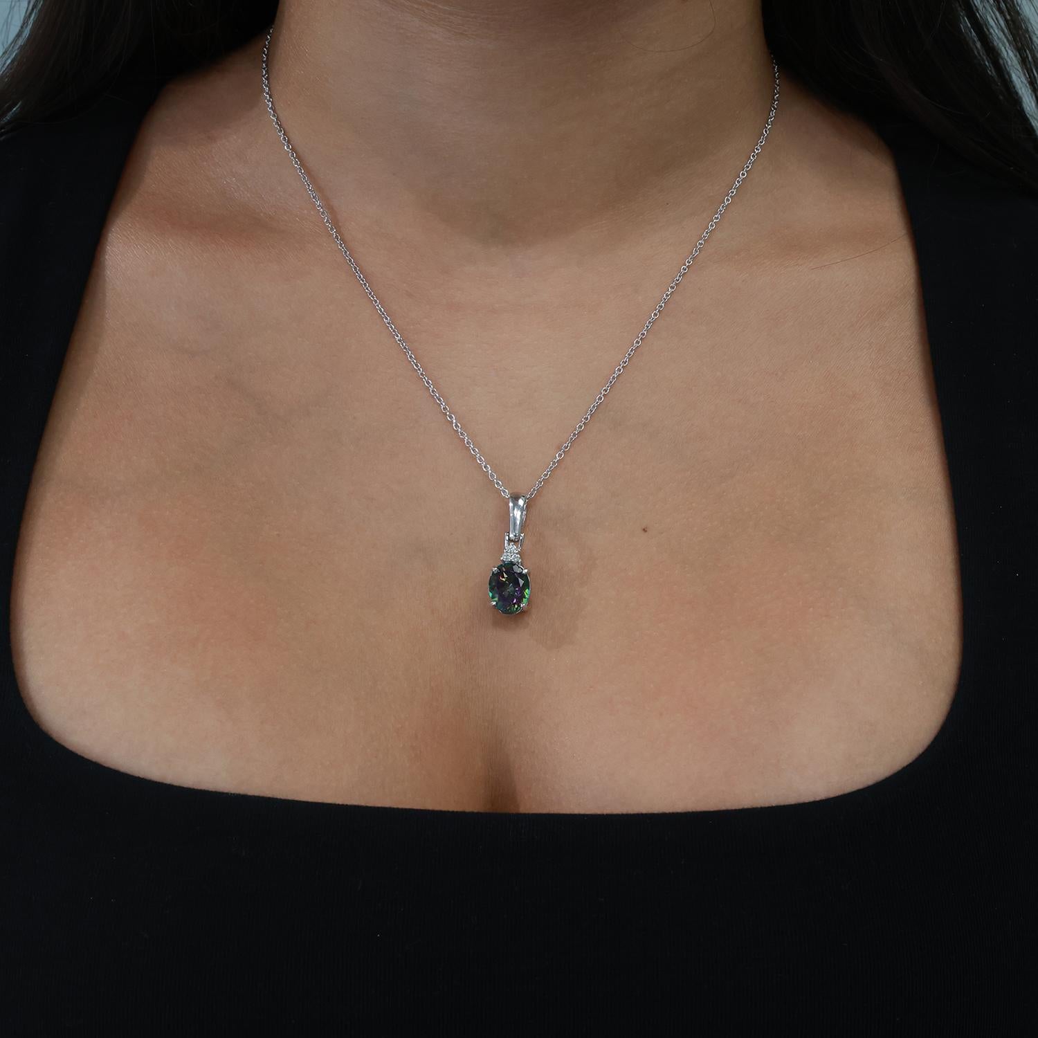 Mystic Topaz Diamond Pendant Earring Set 14K White Gold 7.80 CTW Estate