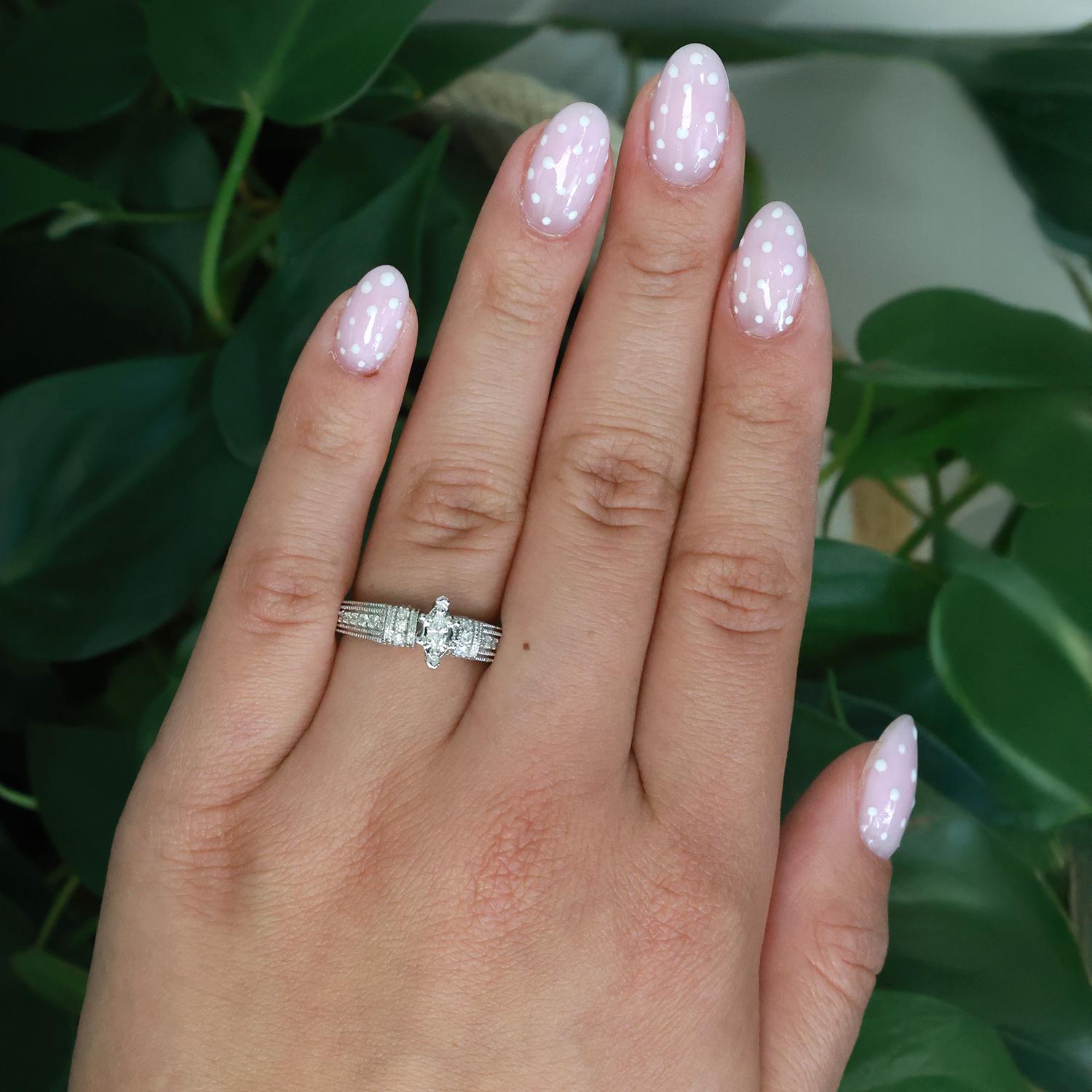 Marquise Diamond Accent Engagement Ring 14K White Gold 0.53 TW Size 6.5