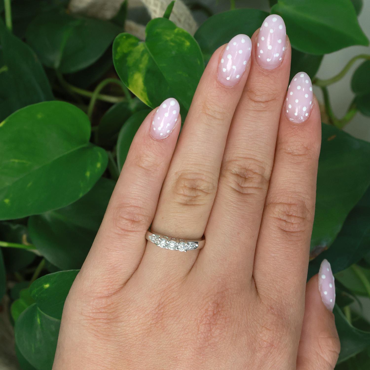 3-Stone Diamond Band Ring With Accents 0.38 TW 14K White Gold Size 7 Ladies