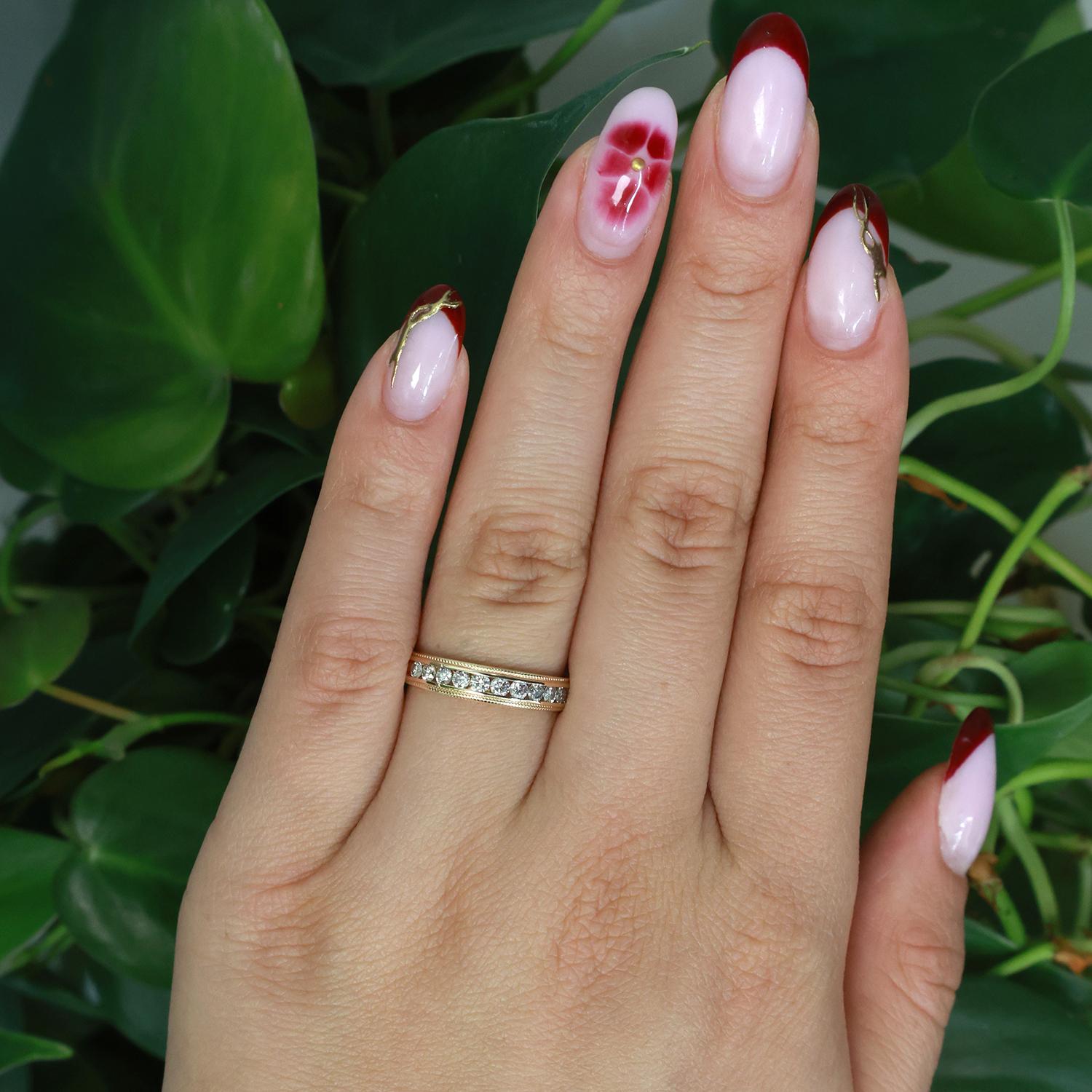 0.50 TW Diamond Half Eternity Band Ring 14K Yellow Gold Size 7.25 Unisex Estate