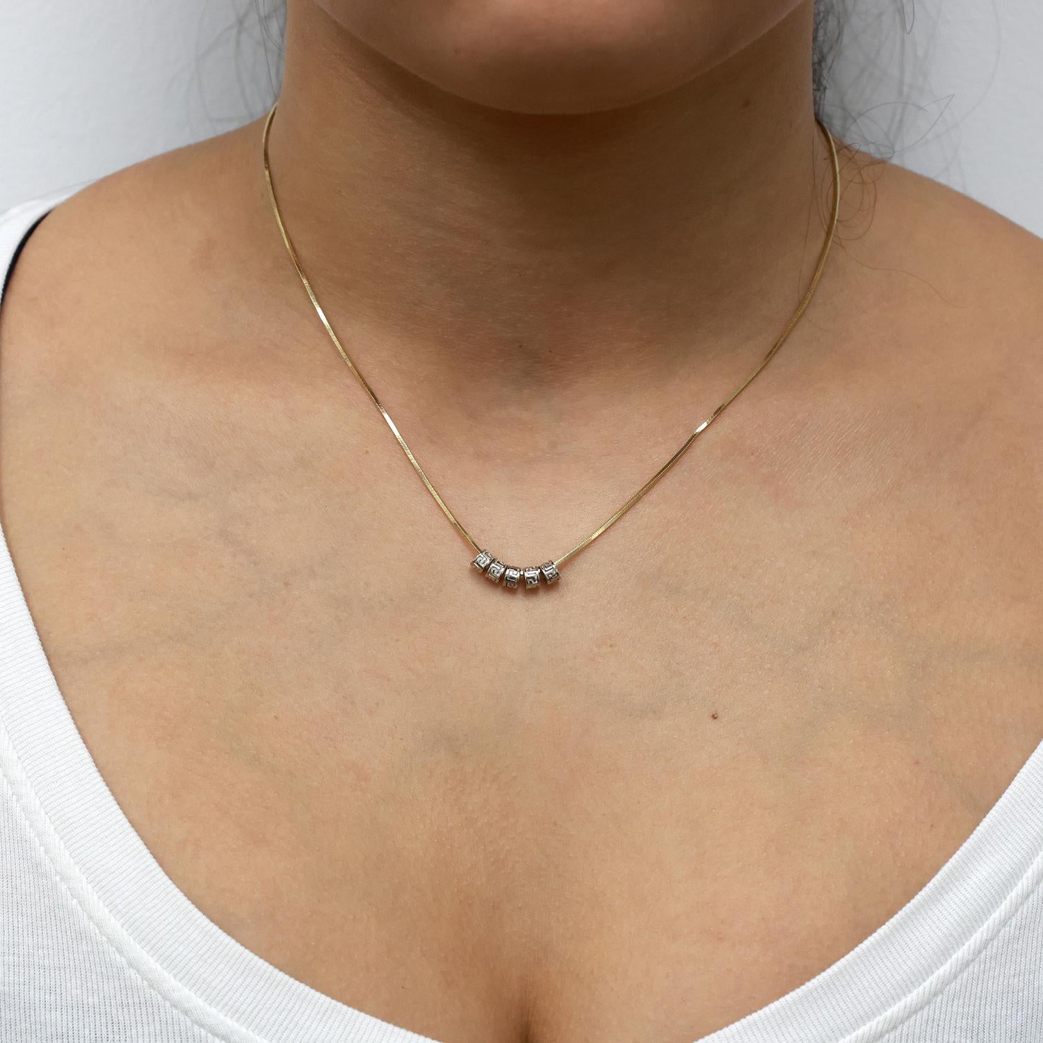 Greek Key Pendant Charm Snake Link Chain Necklace 14K Two-Tone Gold 17.25"