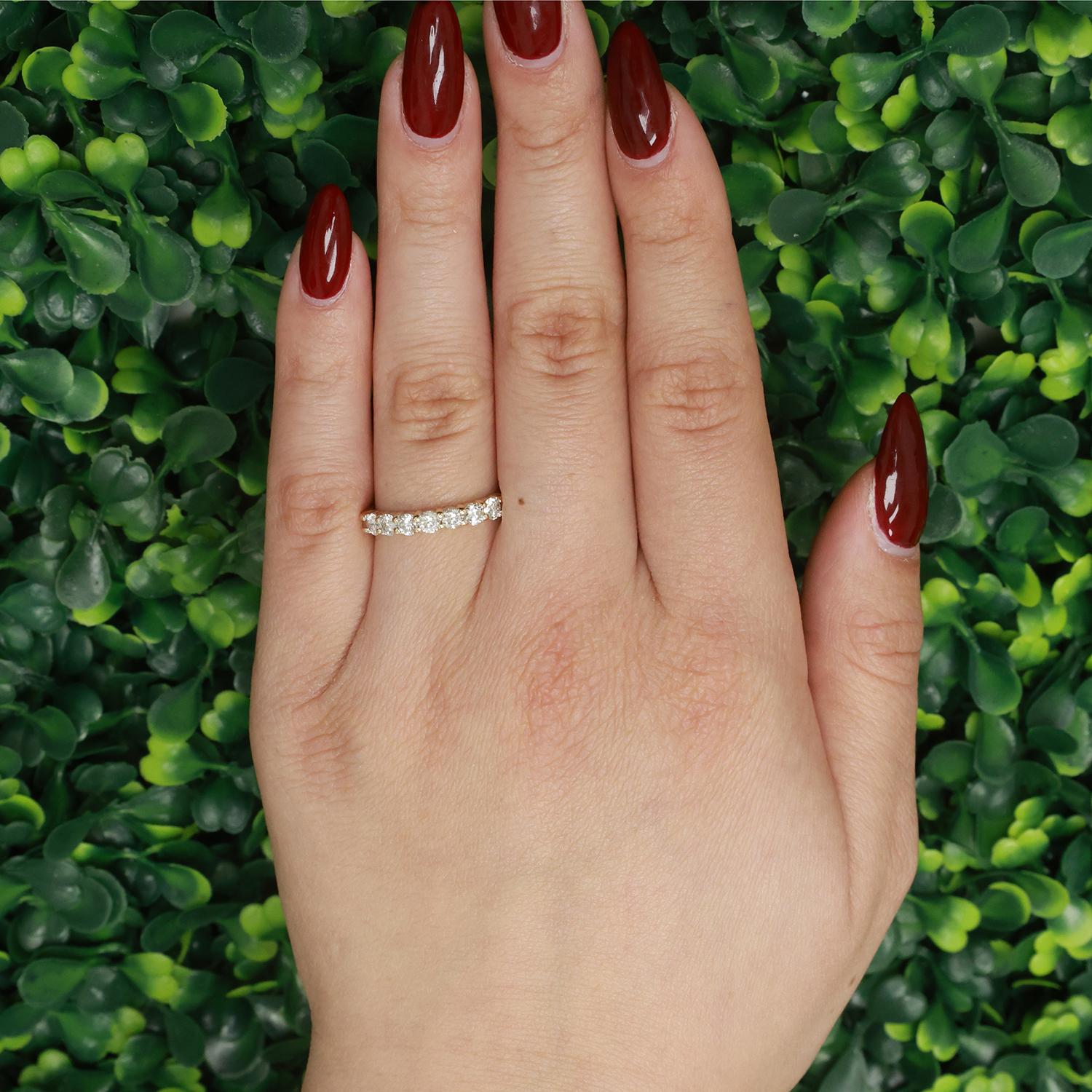 Diamond Half Eternity Band Ring 14K Gold 0.75 TW Anniversary Size 7.5