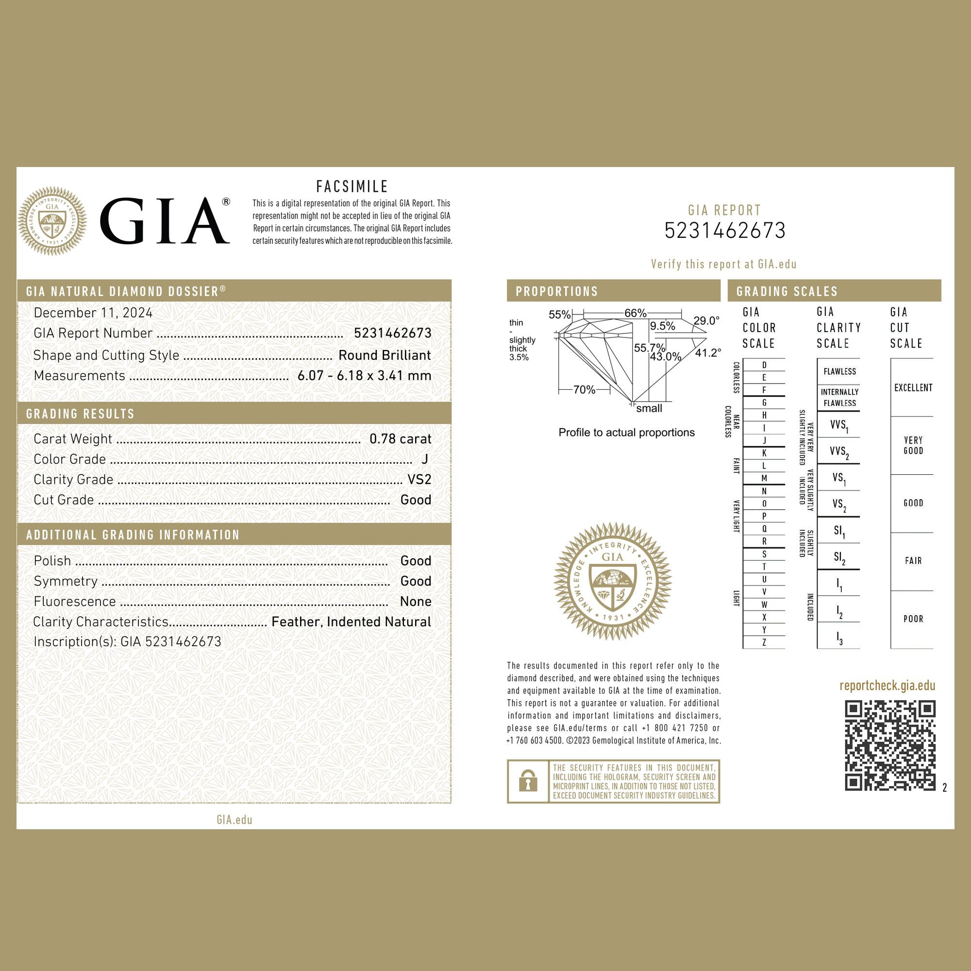 GIA Round Diamond Engagement Ring W/Accents 18K White Gold 2.28 TW SZ 6.75