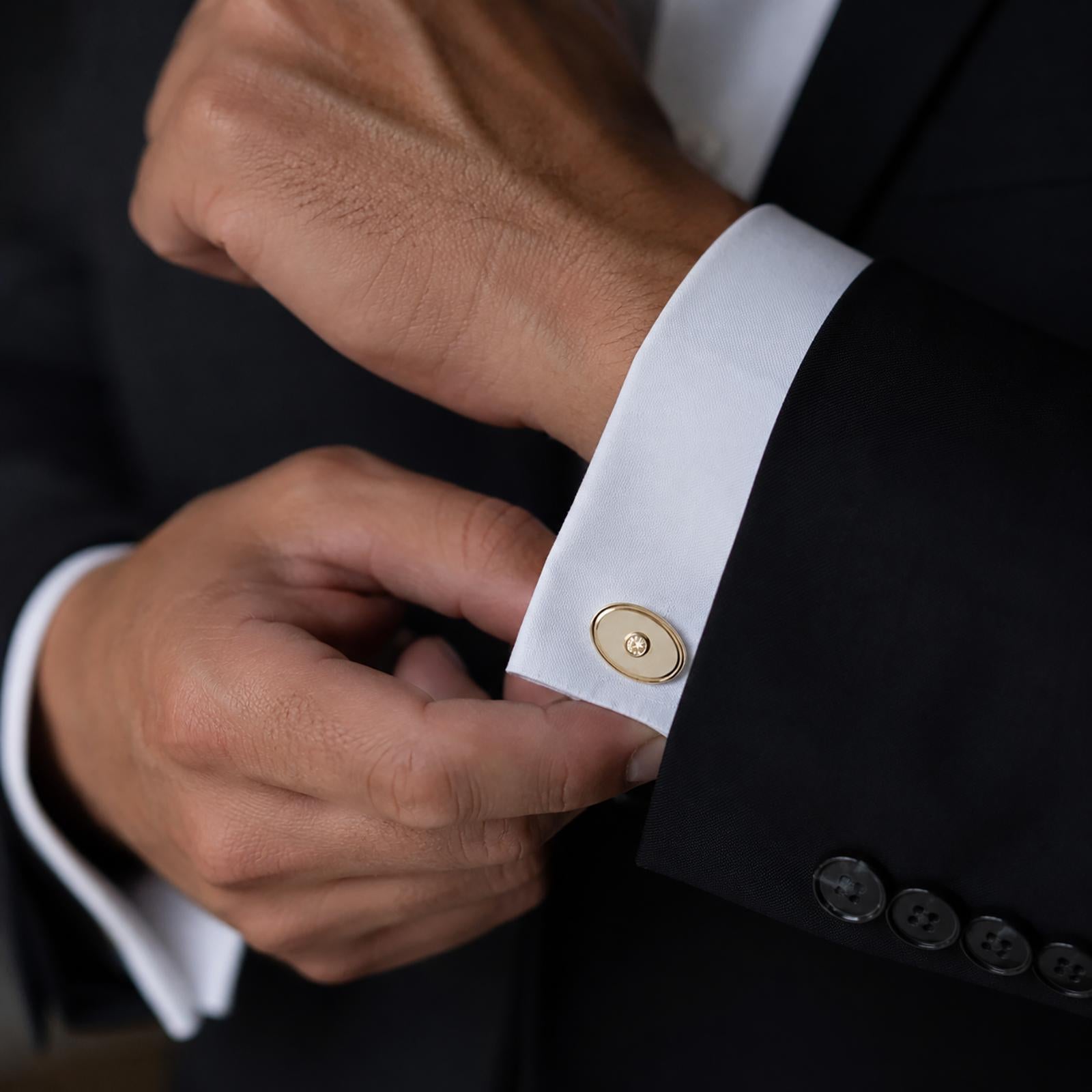 Men's Natural Diamond Cufflinks 14K Two Tone Gold 0.45 CTW Estate