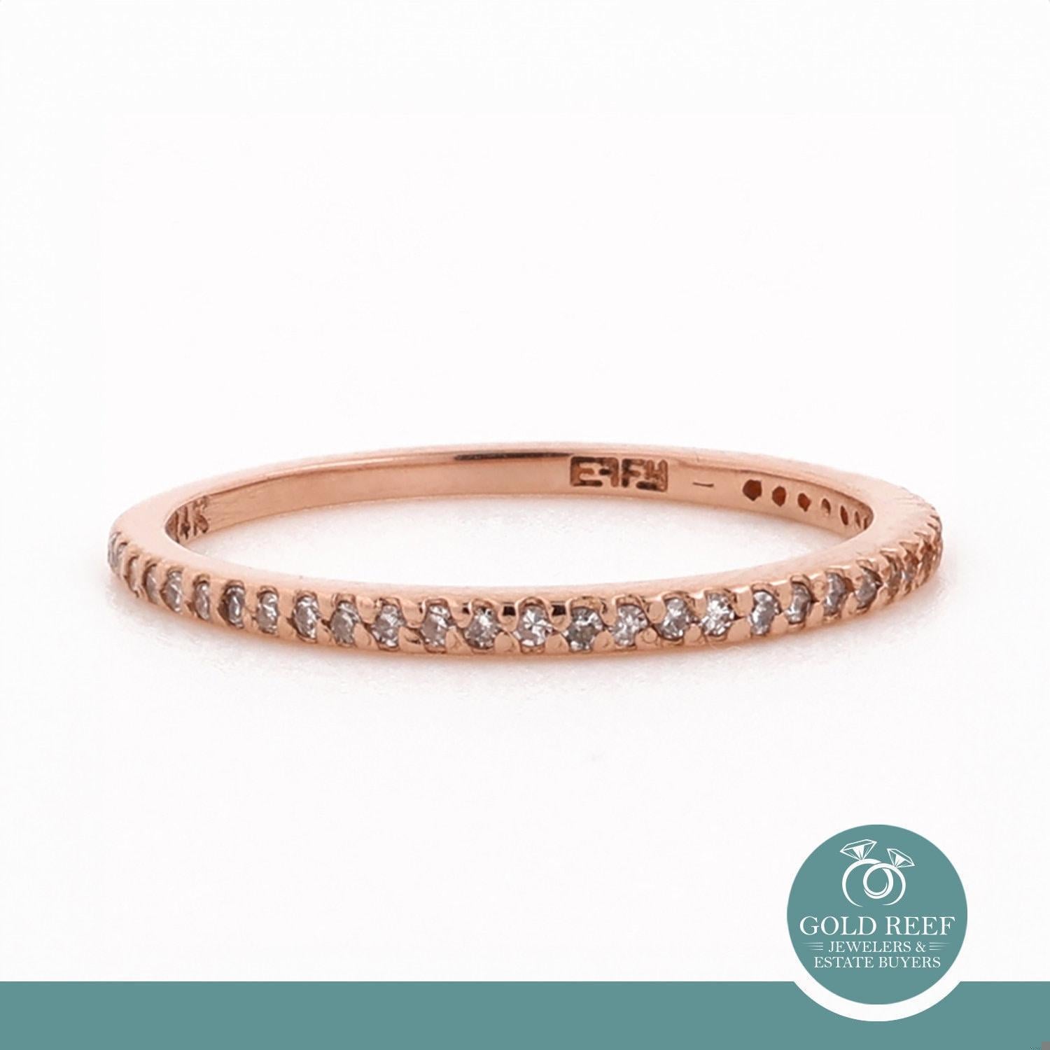 Effy Half Eternity Band Ring 14K Rose Gold 0.20 TW Round Diamonds Size 7.25