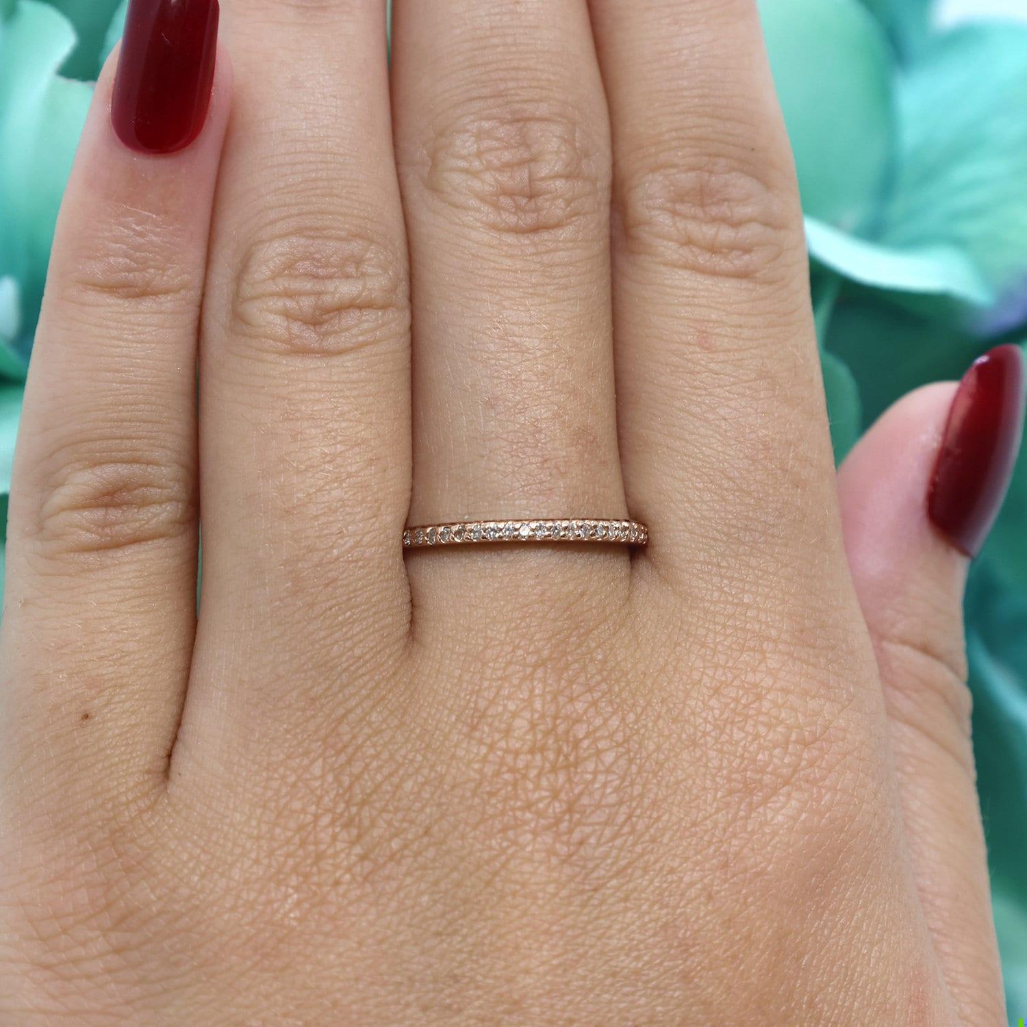 Effy Half Eternity Band Ring 14K Rose Gold 0.20 TW Round Diamonds Size 7.25