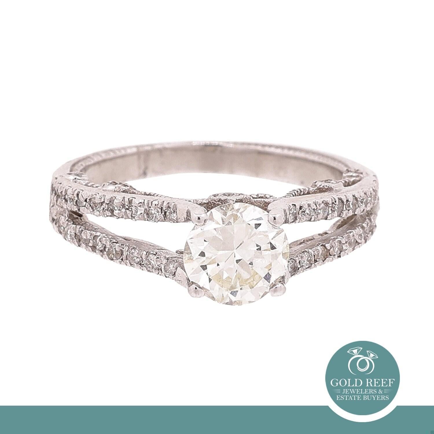 GIA Solitaire Diamond Engagement Ring With Accents 14K White Gold 1.51 TW Size 6