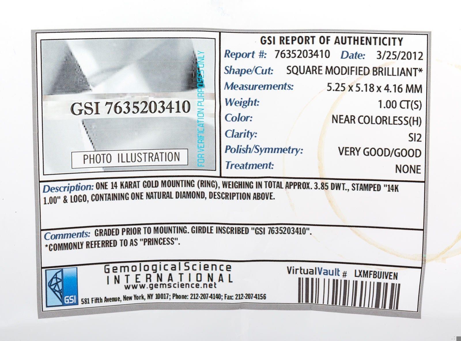 2.00 TW Halo Diamond Engagement Ring Set GSI Cert 14K White Gold Size 6.5 Ladies