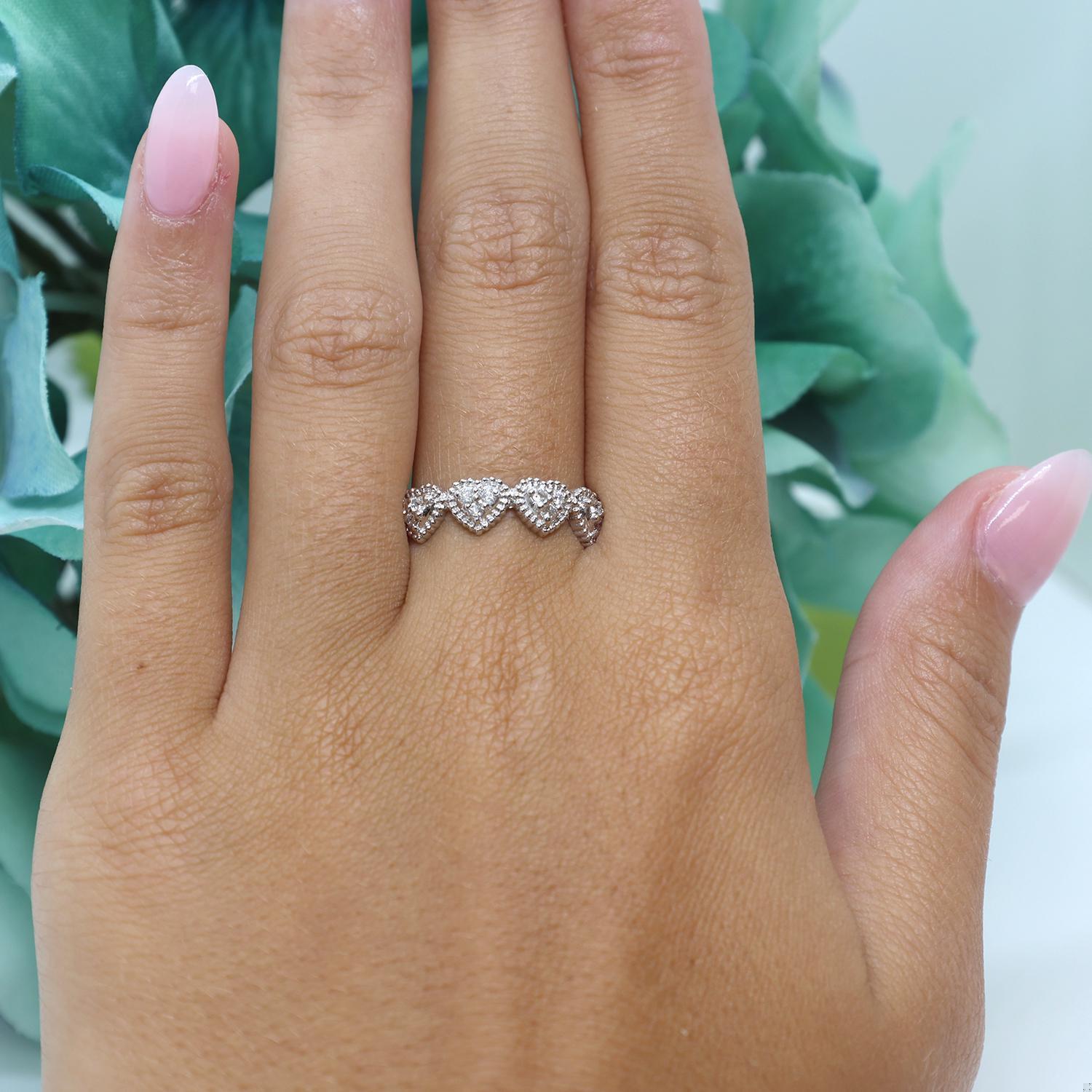 Heart Diamond Full Eternity Band Ring 18K White Gold 0.50 TW Size 7.5