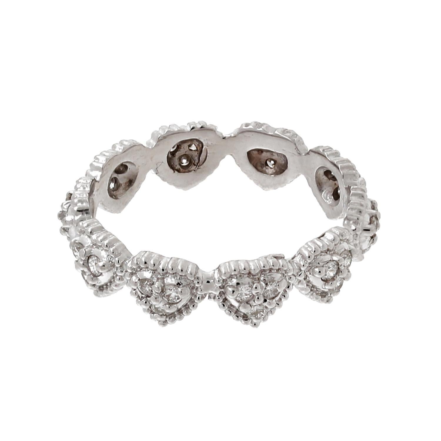 Heart Diamond Full Eternity Band Ring 18K White Gold 0.50 TW Size 7.5