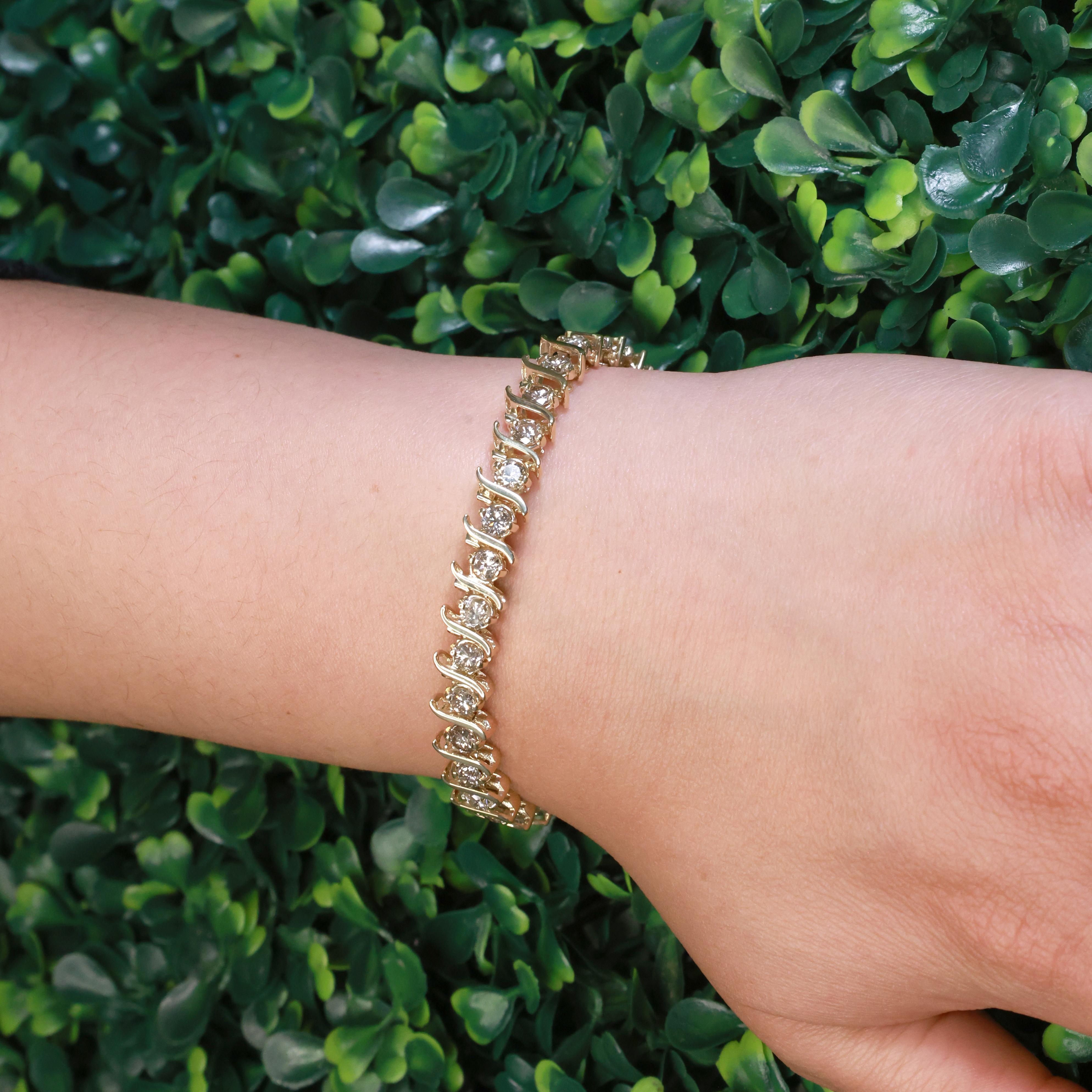 6.00 TW Diamond S Link Tennis Bracelet 14K Yellow Gold 7" Ladies Estate