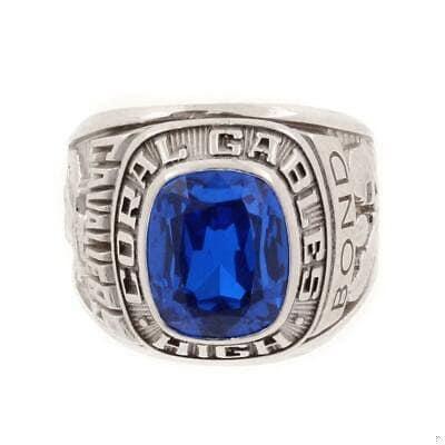 Mens Coral Gables High Class Ring 10K White Gold Blue Spinel Gemstone Size 9