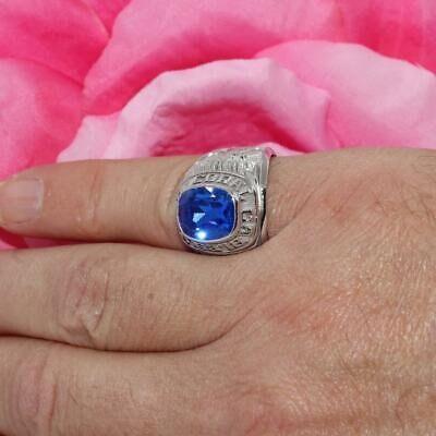 Mens Coral Gables High Class Ring 10K White Gold Blue Spinel Gemstone Size 9