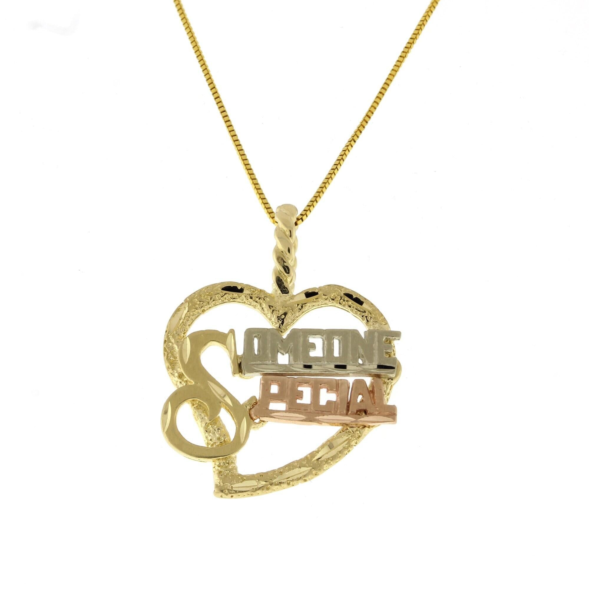 Someone Special Heart Pendant Charm 14K Tricolor Gold 1" Ladies Estate