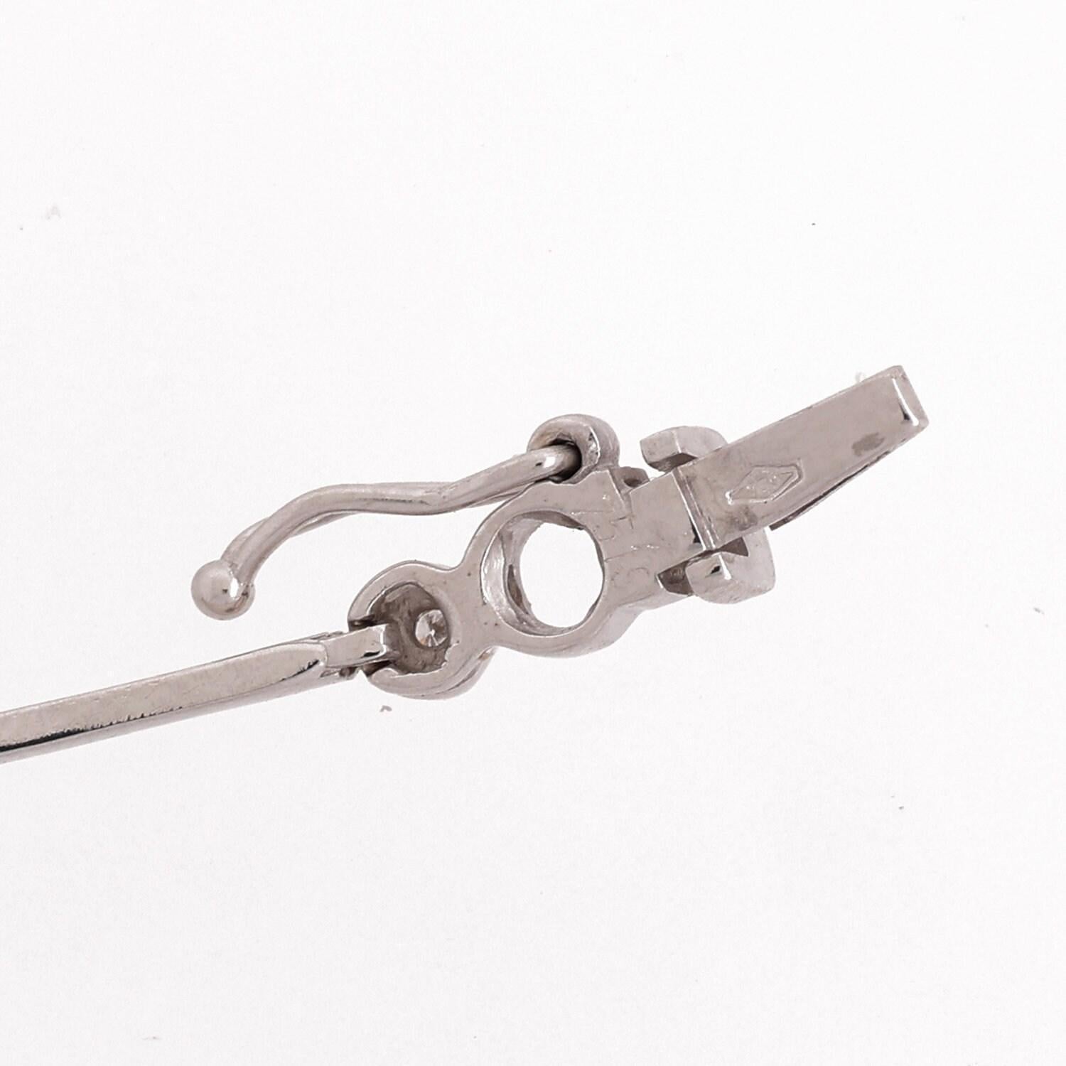 Bezel Diamond Bar Link Station Bracelet 18K White Gold 0.18 TW 7" Ladies Estate