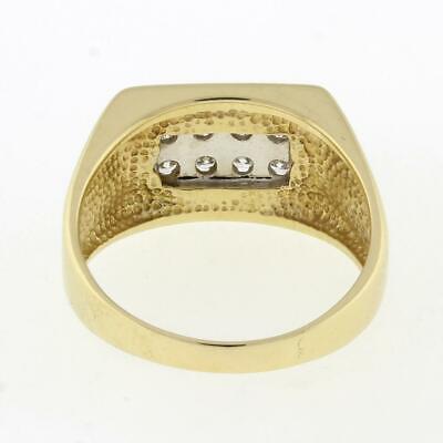 Men's 2-Row Diamond Ring 14K Yellow Gold 0.60 CTW ROU Diamonds Size 10.75 Estate