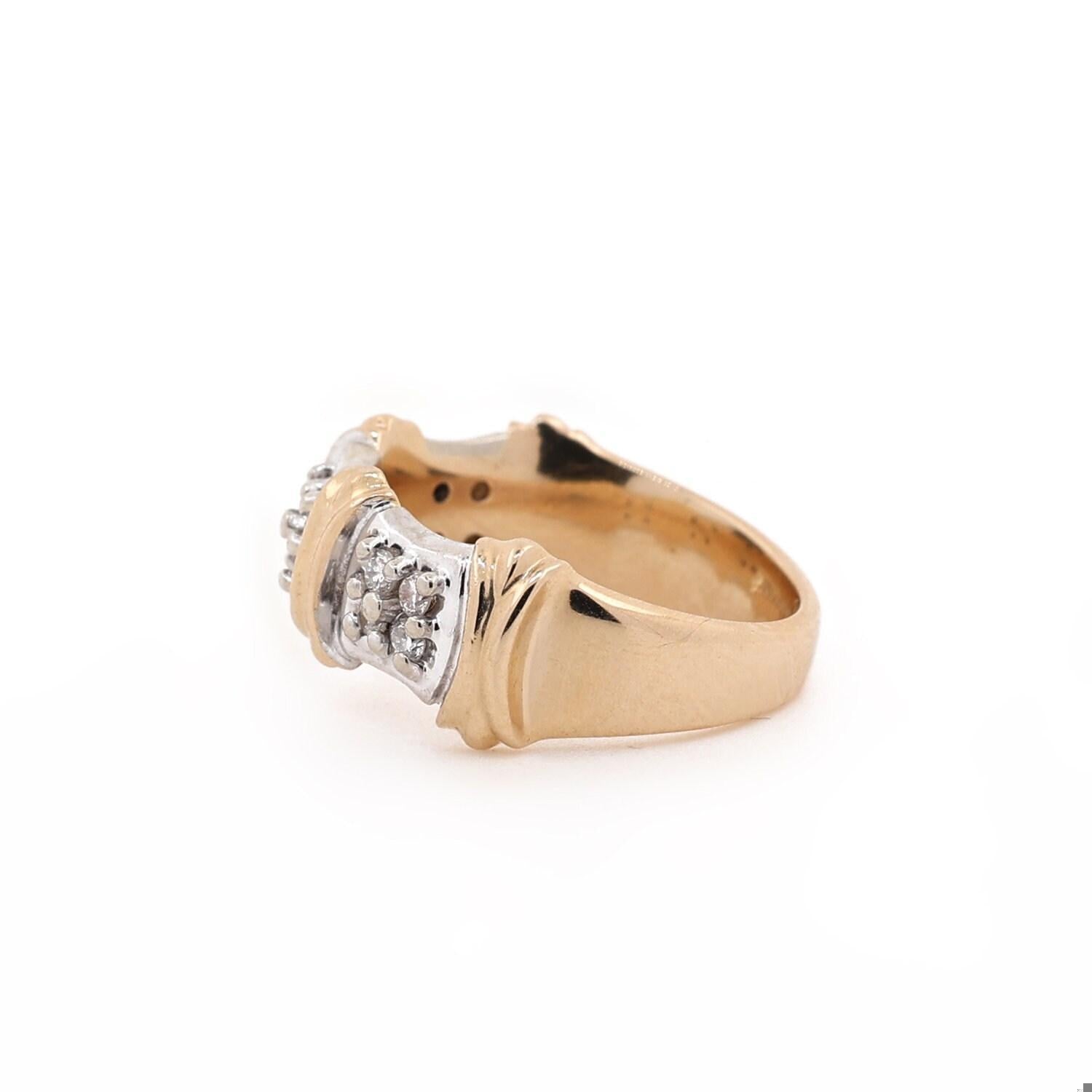 0.24 TW Diamond Band Ring 14K Gold Bar Design Size 4.25 Estate