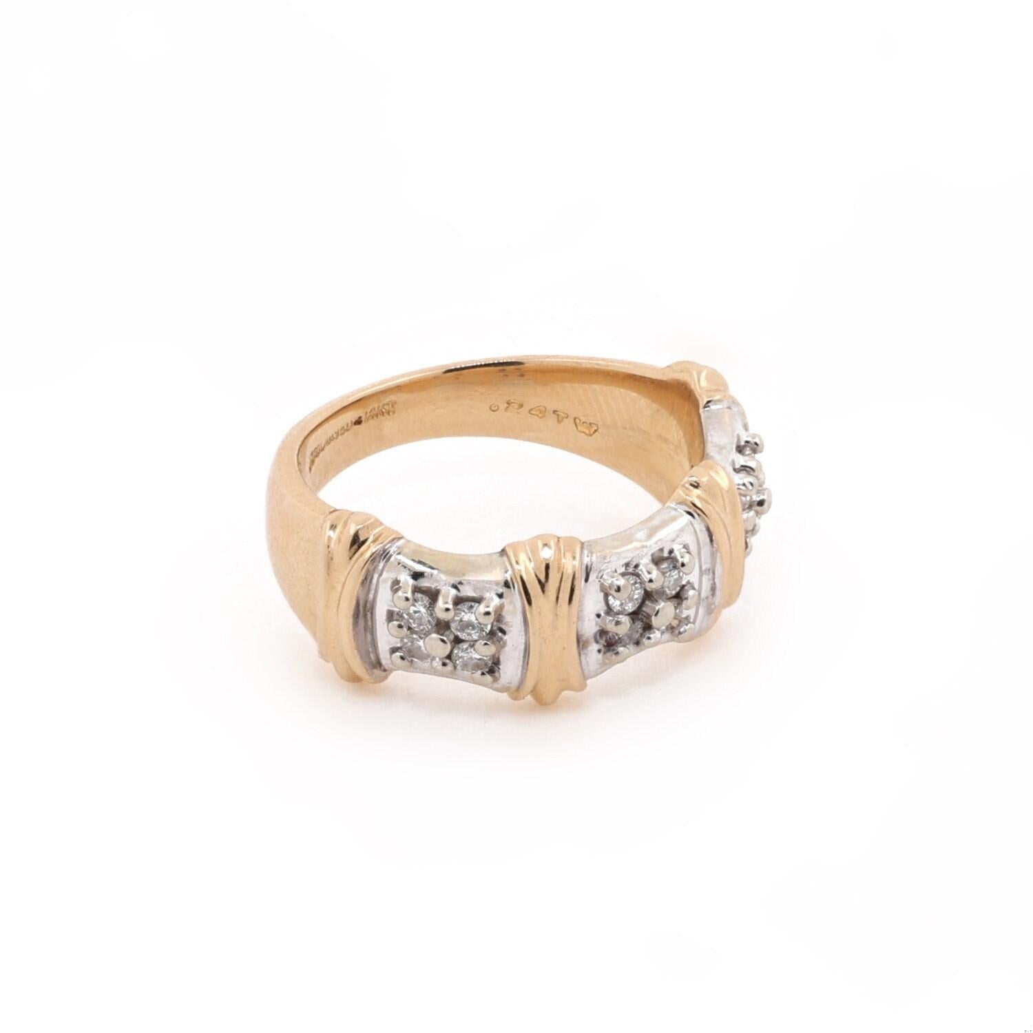 0.24 TW Diamond Band Ring 14K Gold Bar Design Size 4.25 Estate