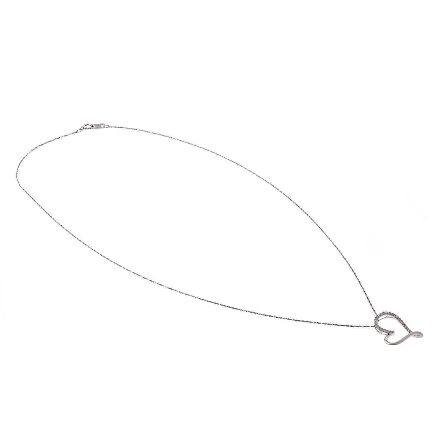 0.33 TW Diamond Open Heart Pendant Cable Chain Necklace 10K White Gold 20.75"