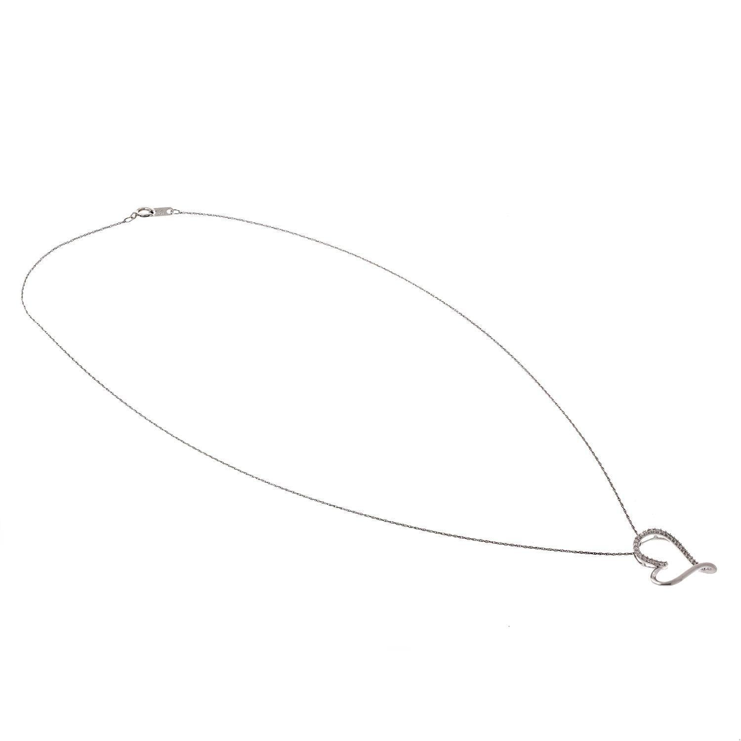 0.33 TW Diamond Open Heart Pendant Cable Chain Necklace 10K White Gold 20.75"