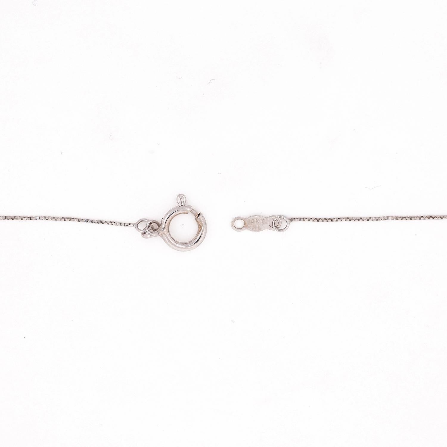 0.40 TW Solitaire Tension Set Diamond Pendant Necklace 14K White Gold 20.75"