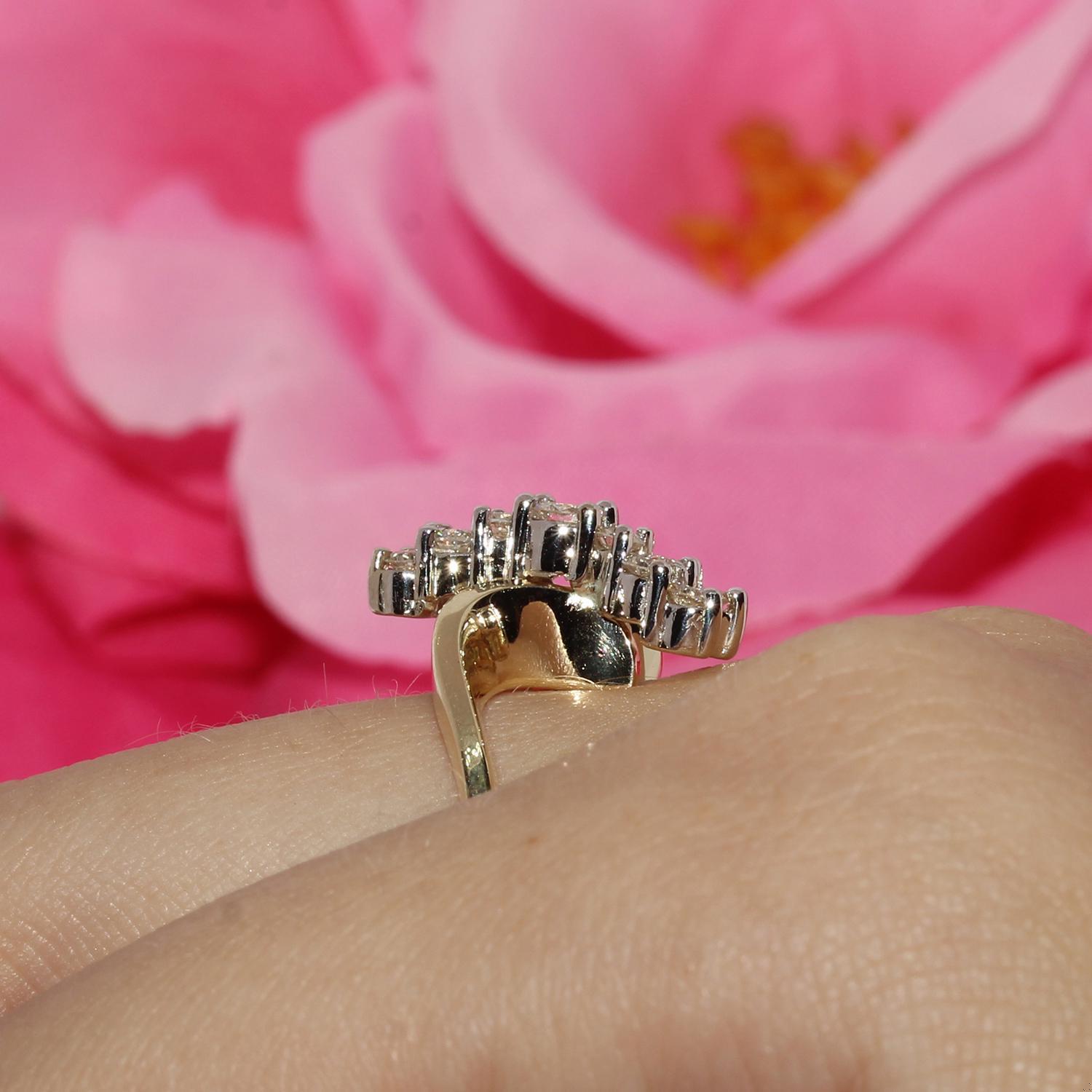 0.55 TW Diamond Bow Ring 14K Yellow Gold Size 6 Ladies Estate