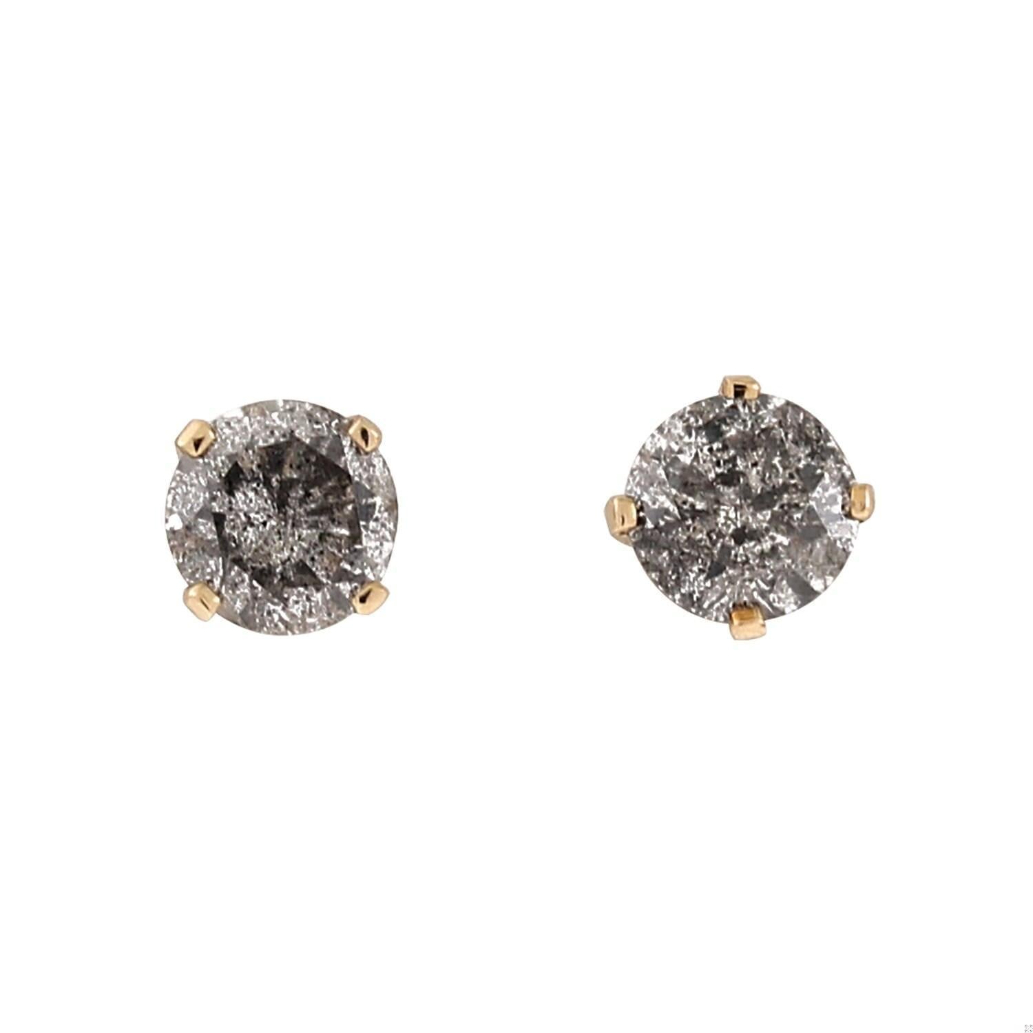0.62TW Round Diamond Stud Earrings 14K Yellow Gold 4-Prong Basket Set Estate