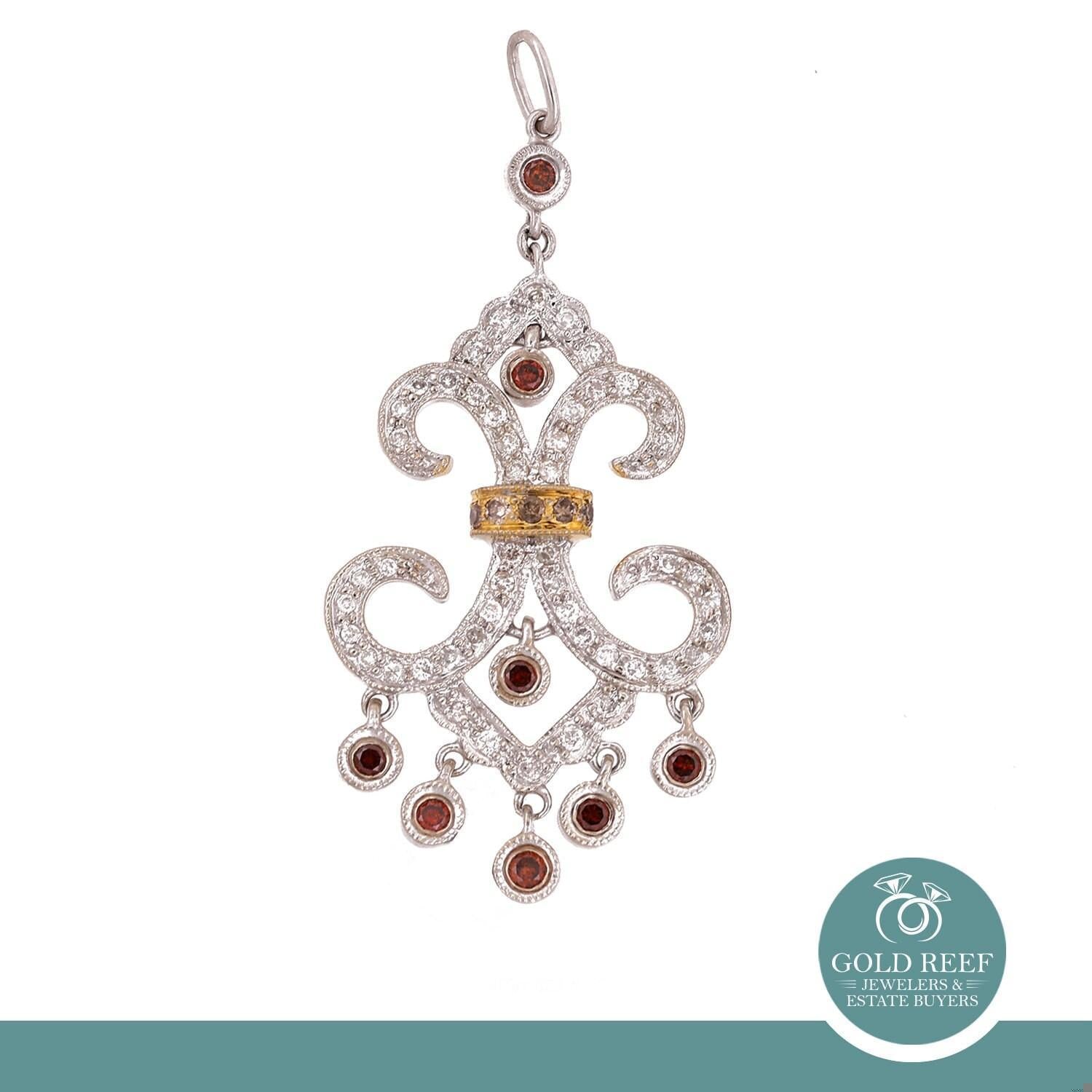 Diamond Chandelier Dangling Pendant 0.72 TW 14K Gold 1.65" Ladies Vintage Estate