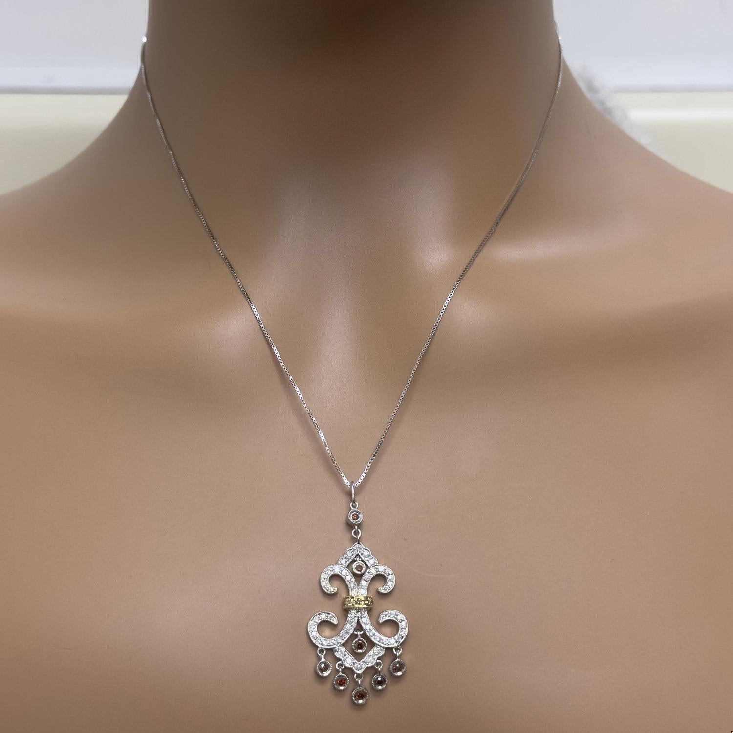 Diamond Chandelier Dangling Pendant 0.72 TW 14K Gold 1.65" Ladies Vintage Estate