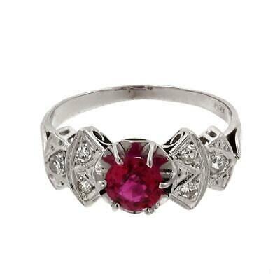 0.91 TW Platinum Lab Created Pink Sapphire Diamond Accent Bow Ring SZ 6.75