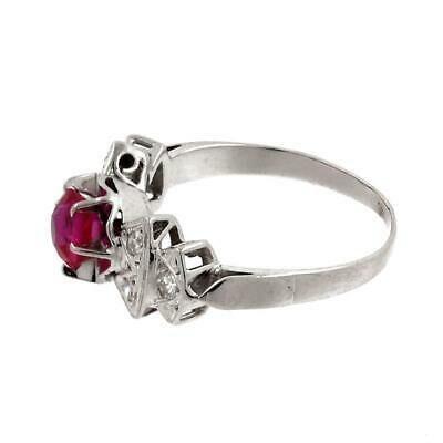 0.91 TW Platinum Lab Created Pink Sapphire Diamond Accent Bow Ring SZ 6.75