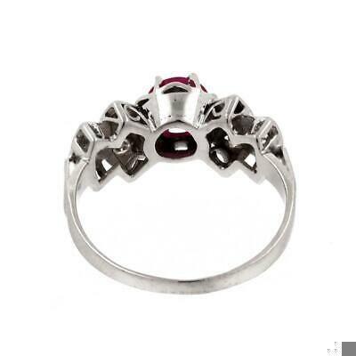 0.91 TW Platinum Lab Created Pink Sapphire Diamond Accent Bow Ring SZ 6.75