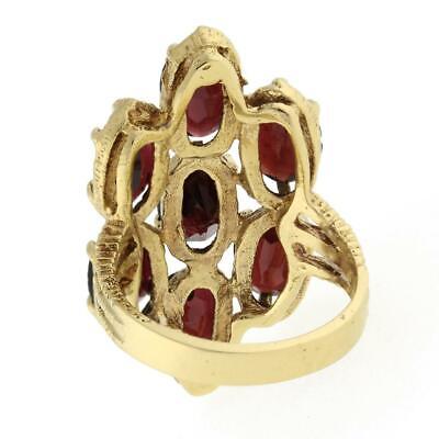 Vintage Garnet Gemstone Statement Ring 14K Yellow Gold 9.80 CTW Oval Gems SZ 7