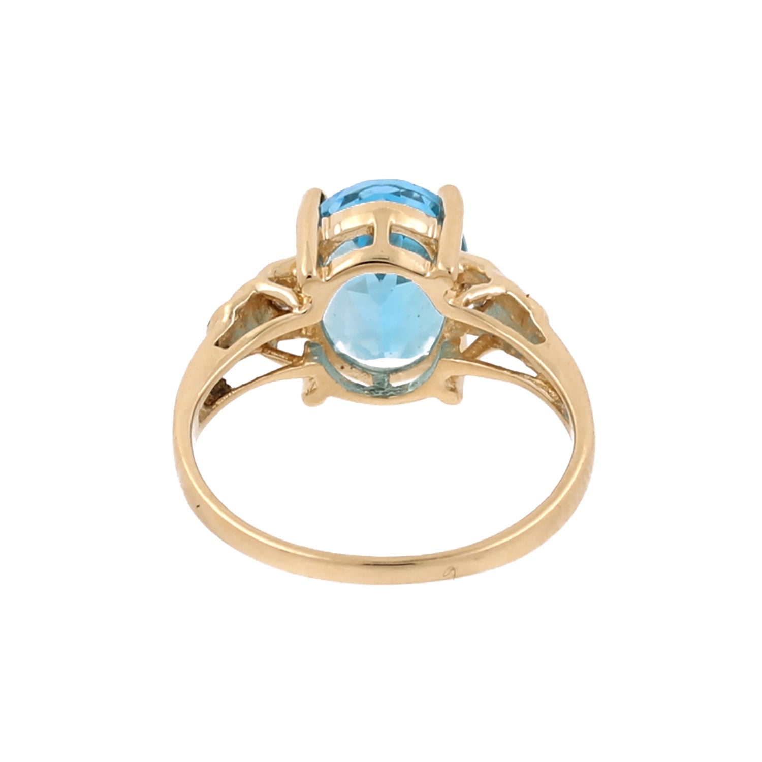 Swiss Blue Topaz Diamond Cocktail Ring 14K Yellow Gold 3.64 CTW SZ 6.5