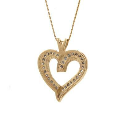 Estate Diamond Open Heart Pendant 14K Y/Gold 0.50 CTW Round DIA Channel Set